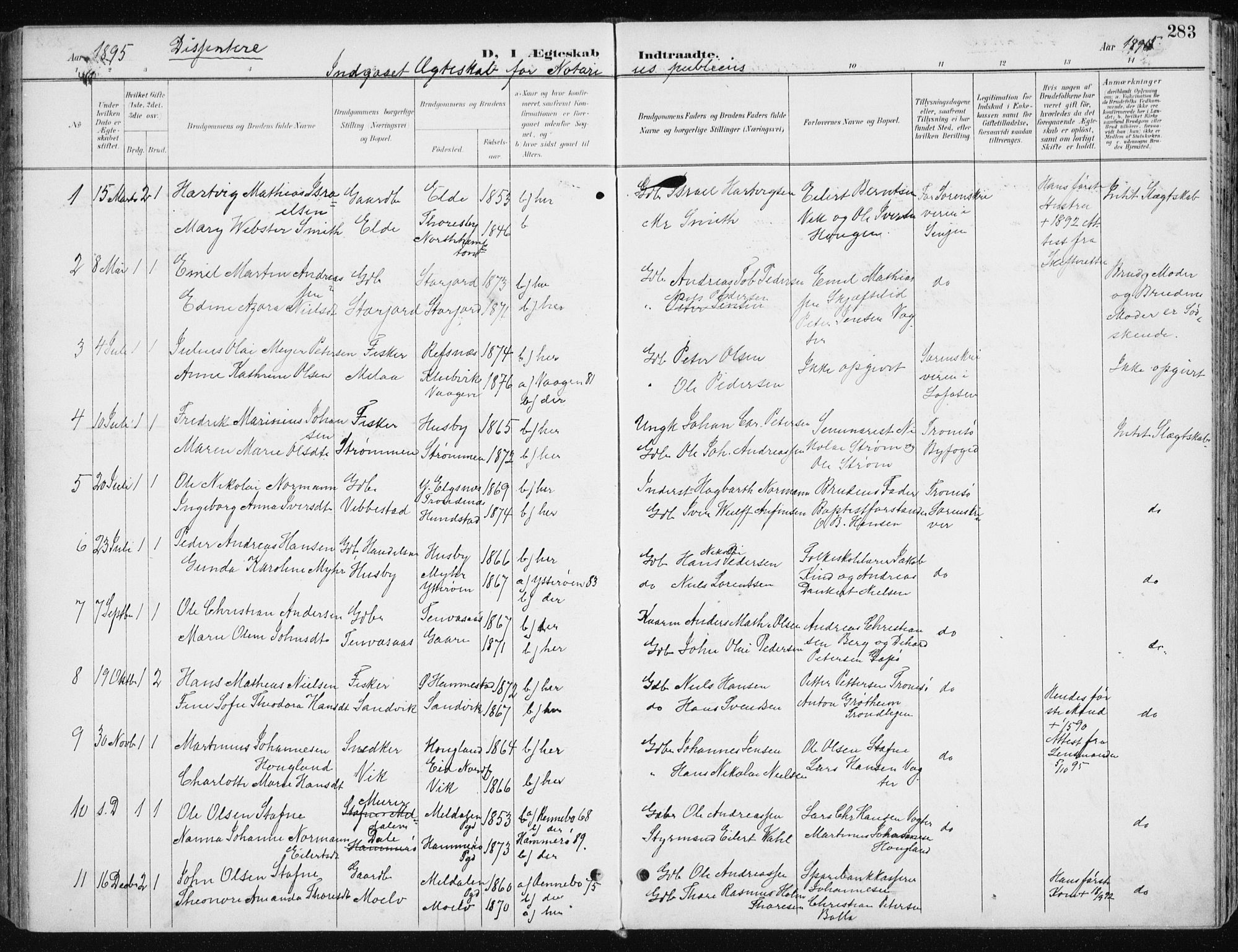 Kvæfjord sokneprestkontor, SATØ/S-1323/G/Ga/Gaa/L0006kirke: Parish register (official) no. 6, 1895-1914, p. 283