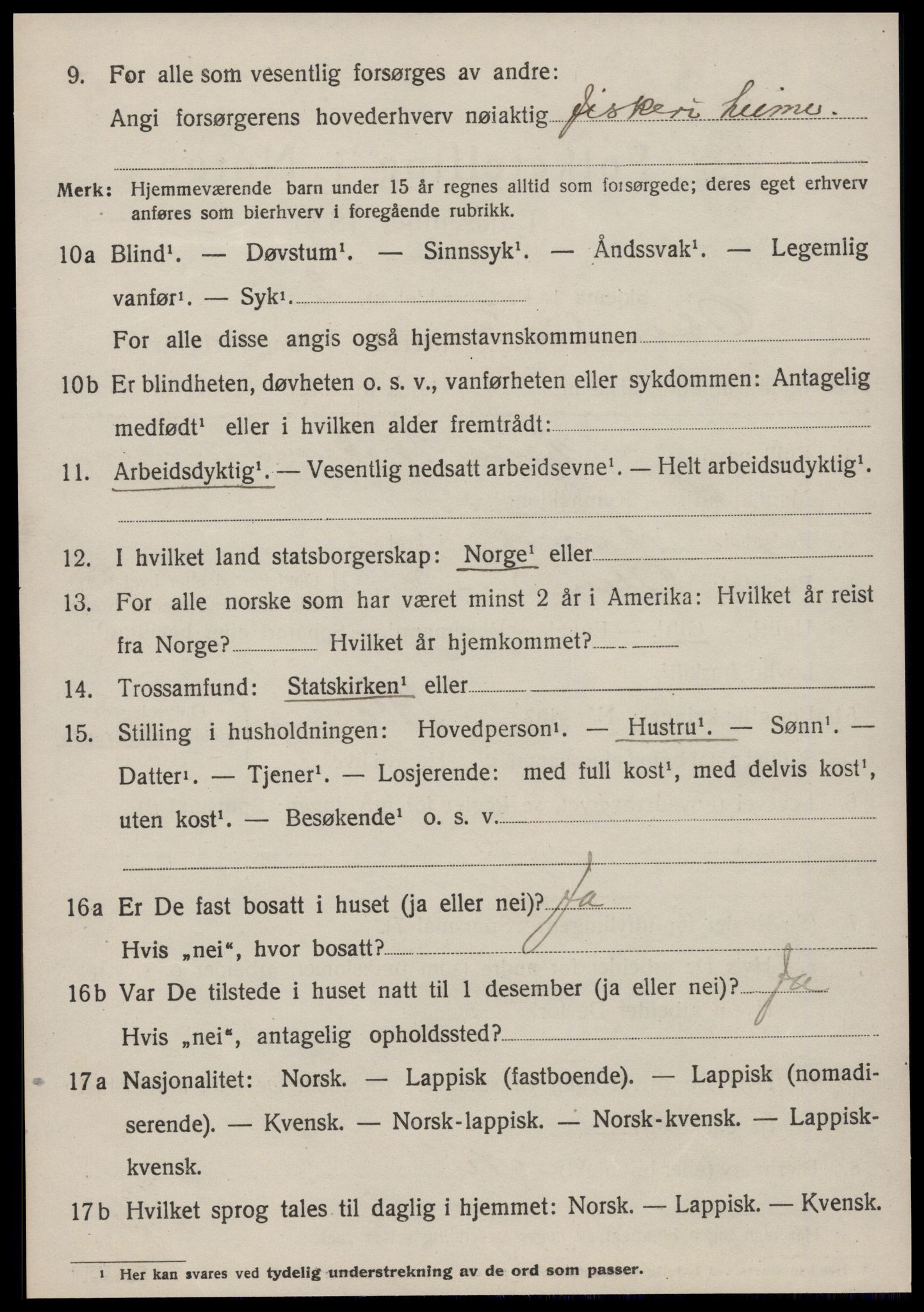 SAT, 1920 census for Osen, 1920, p. 1150