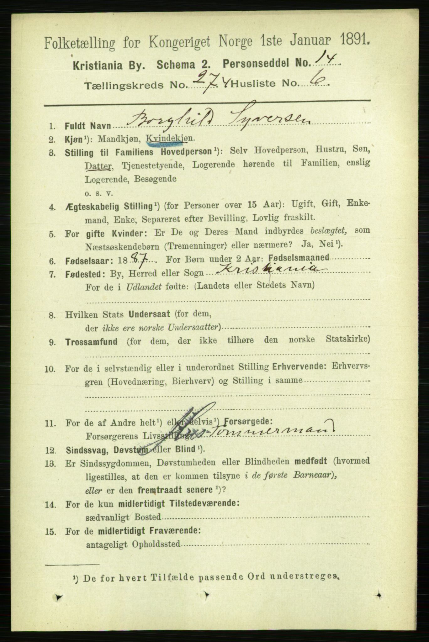 RA, 1891 census for 0301 Kristiania, 1891, p. 166520