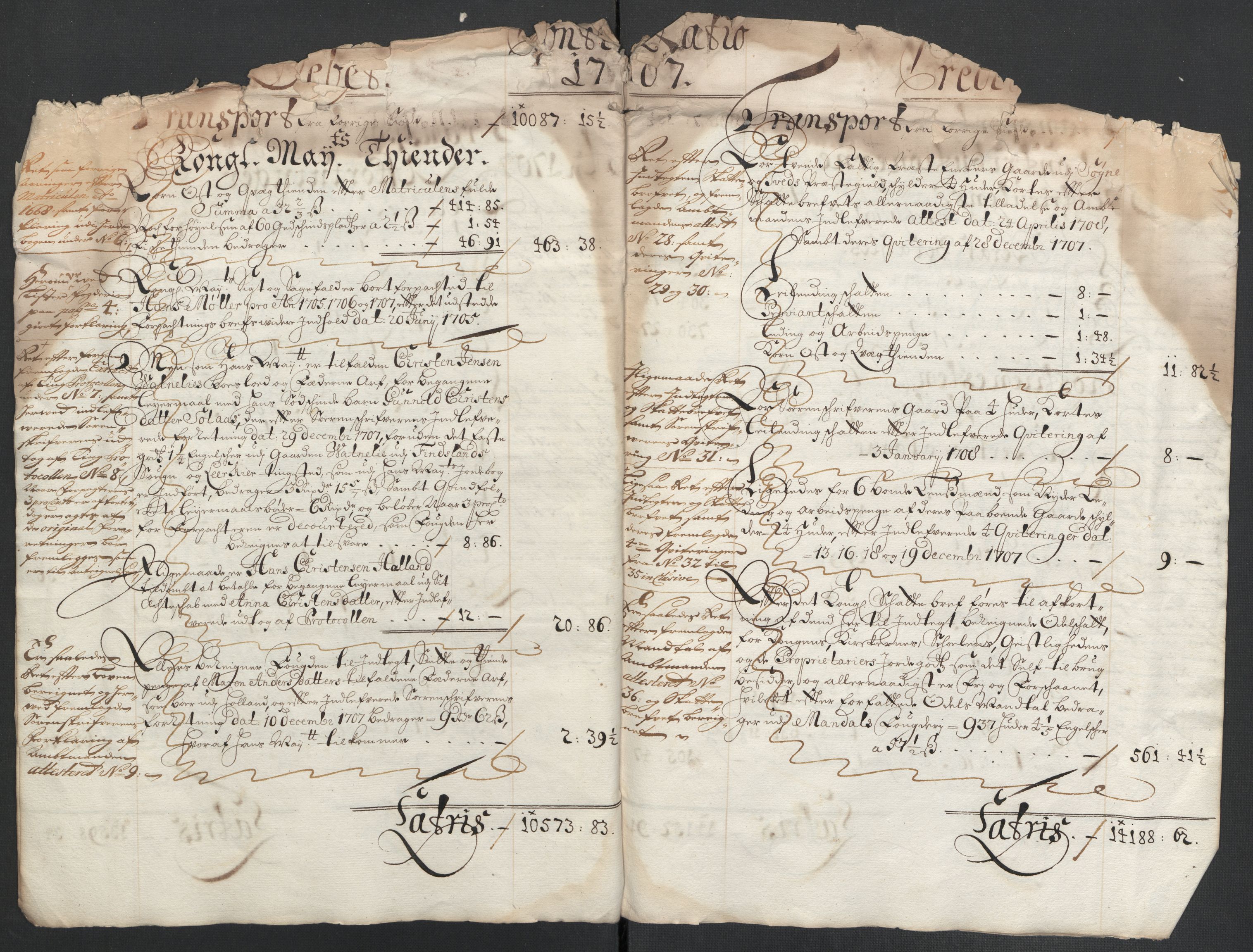 Rentekammeret inntil 1814, Reviderte regnskaper, Fogderegnskap, AV/RA-EA-4092/R43/L2551: Fogderegnskap Lista og Mandal, 1705-1709, p. 417