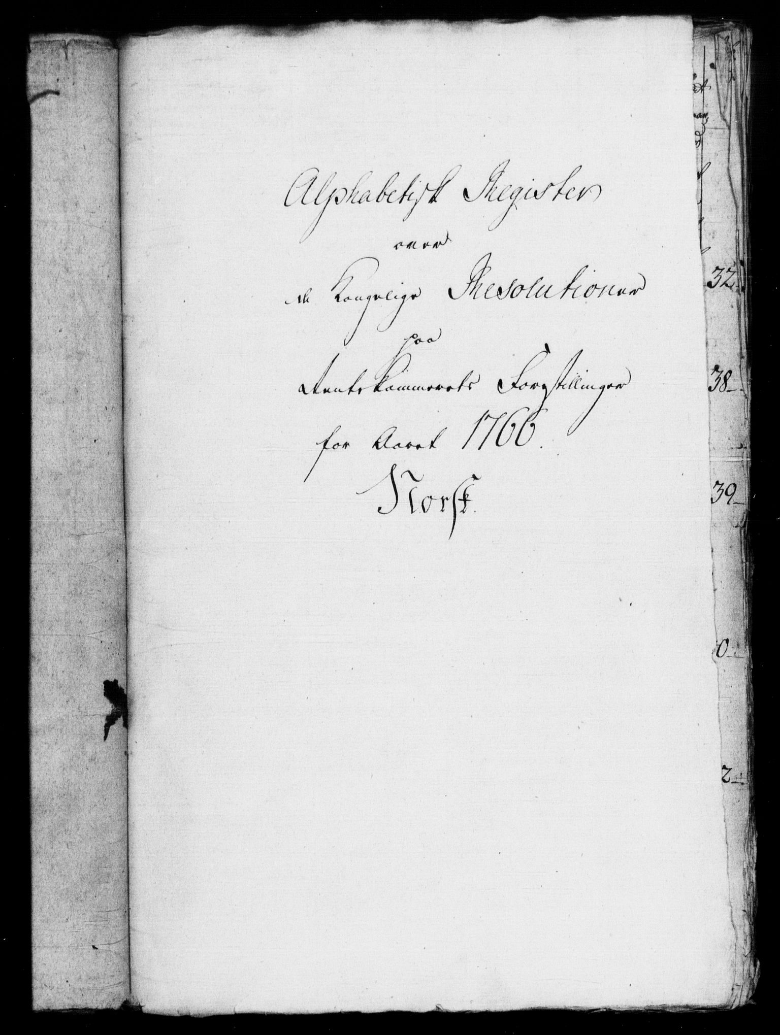 Rentekammeret, Kammerkanselliet, RA/EA-3111/G/Gf/Gfb/L0007: Register til norske relasjons- og resolusjonsprotokoller (merket RK 52.102), 1765-1771, p. 66
