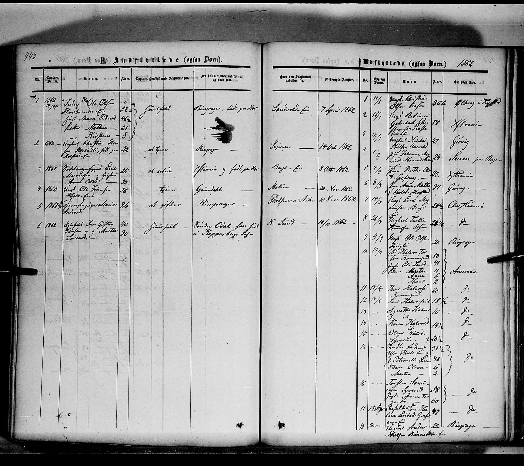 Nes prestekontor, Hedmark, SAH/PREST-020/K/Ka/L0004: Parish register (official) no. 4, 1852-1886, p. 443