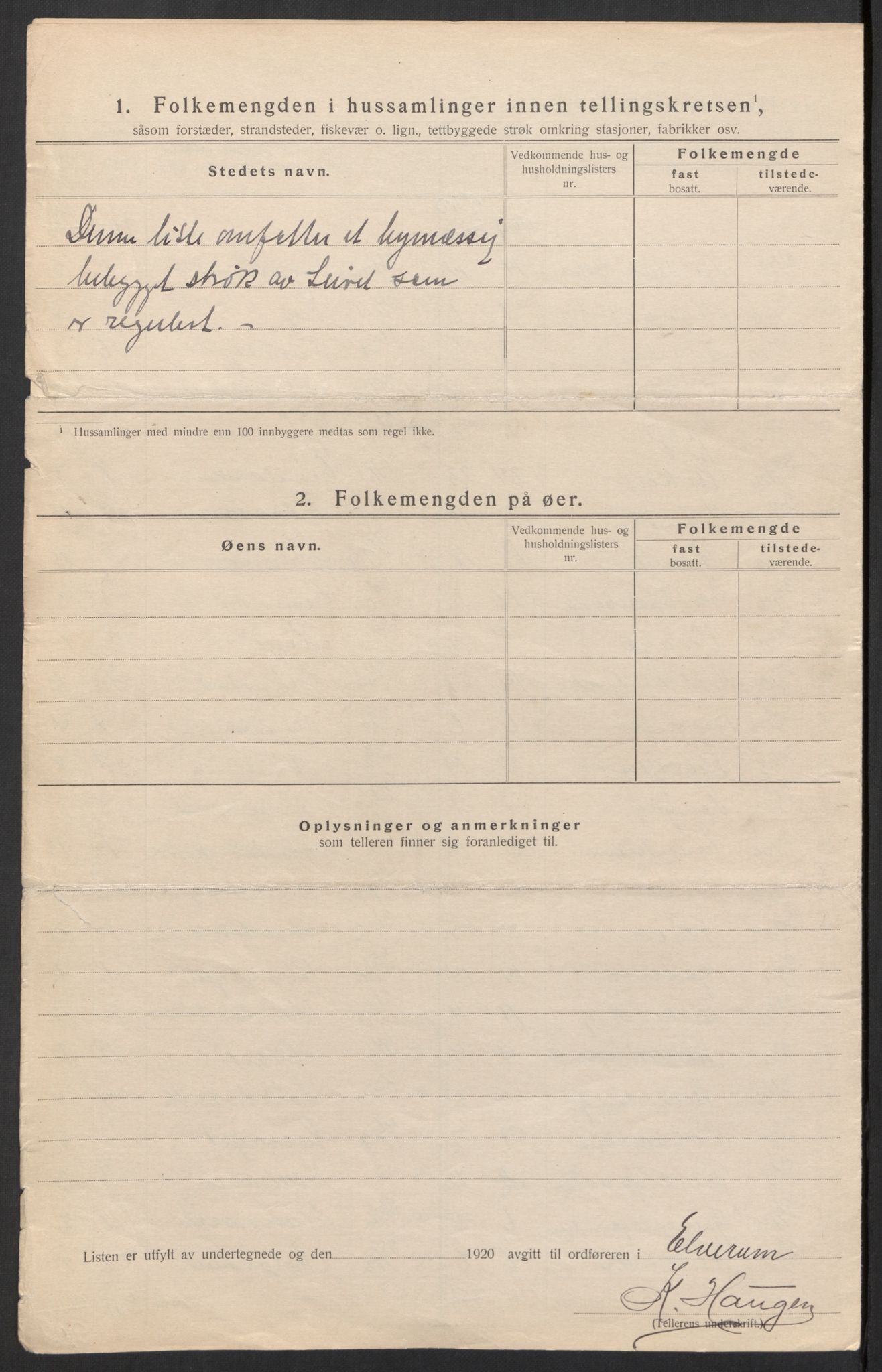 SAH, 1920 census for Elverum, 1920, p. 38