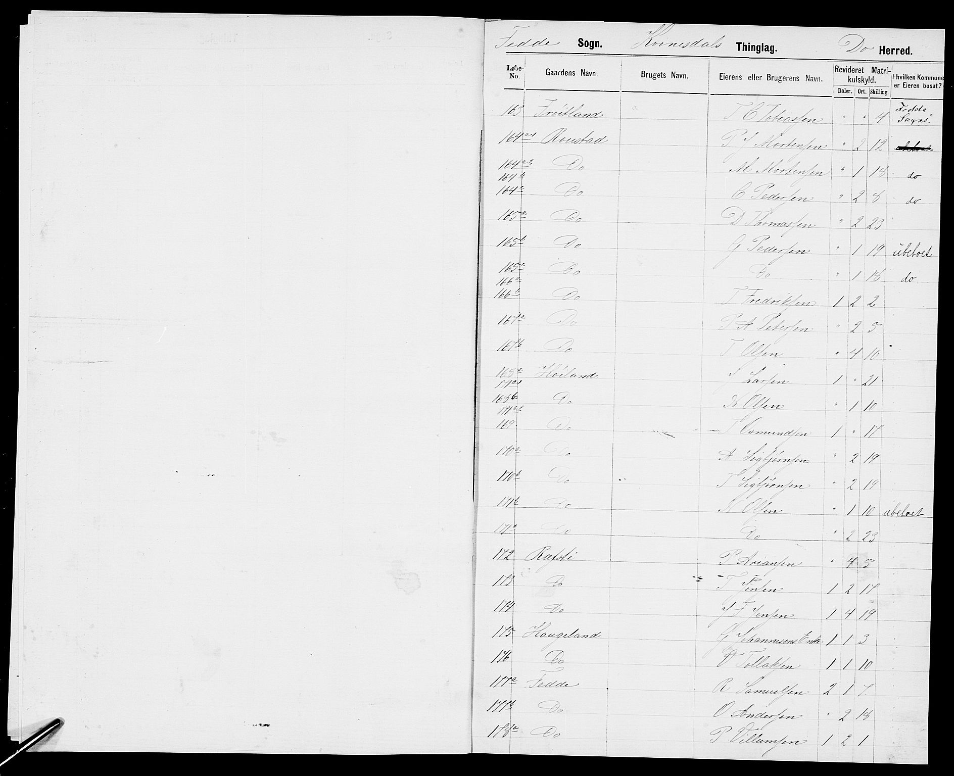 SAK, 1875 census for 1037P Kvinesdal, 1875, p. 5