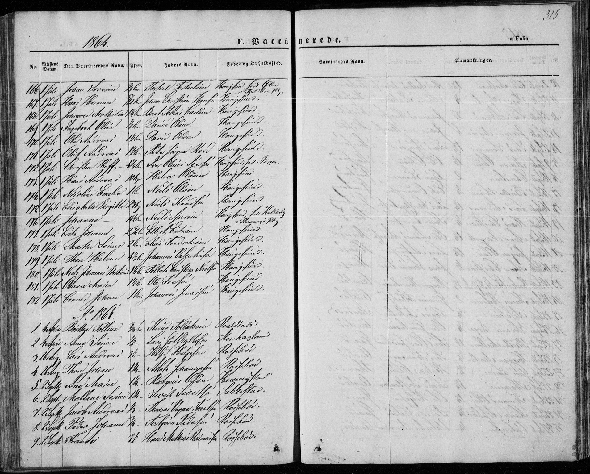 Torvastad sokneprestkontor, AV/SAST-A -101857/H/Ha/Haa/L0011: Parish register (official) no. A 11, 1857-1866, p. 315