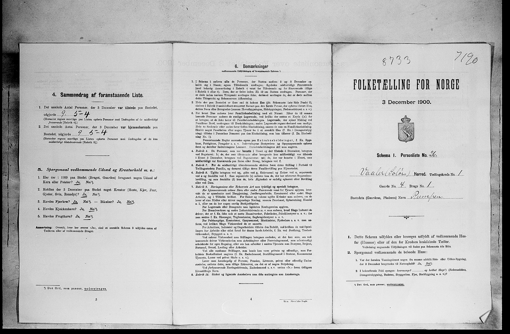 SAH, 1900 census for Våler, 1900, p. 45