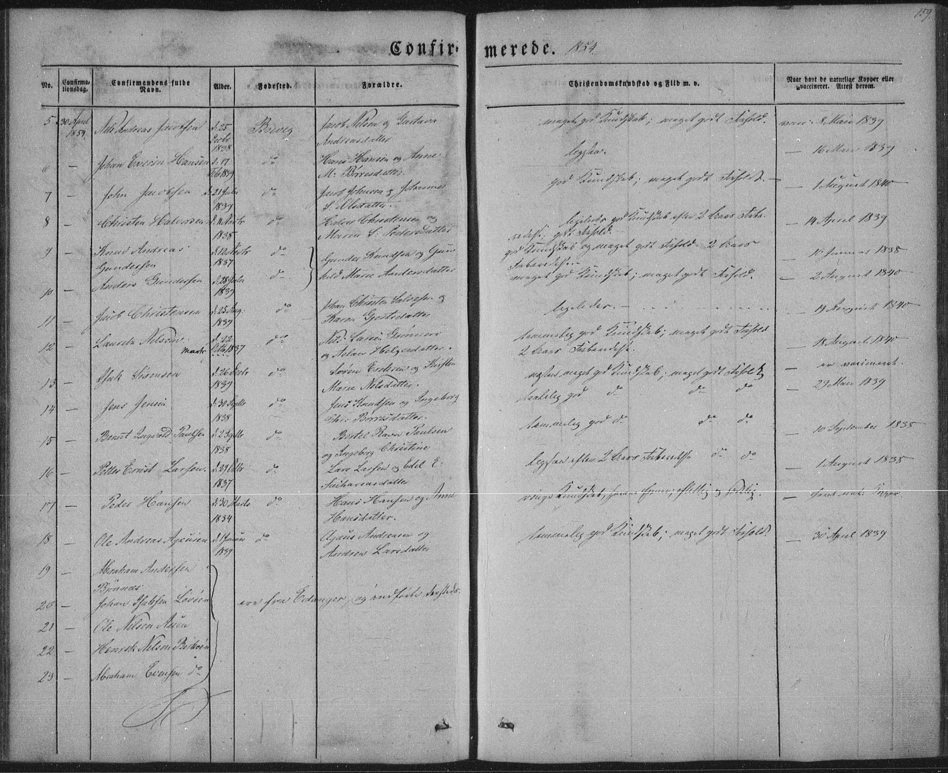 Brevik kirkebøker, SAKO/A-255/F/Fa/L0005: Parish register (official) no. 5, 1847-1865, p. 159