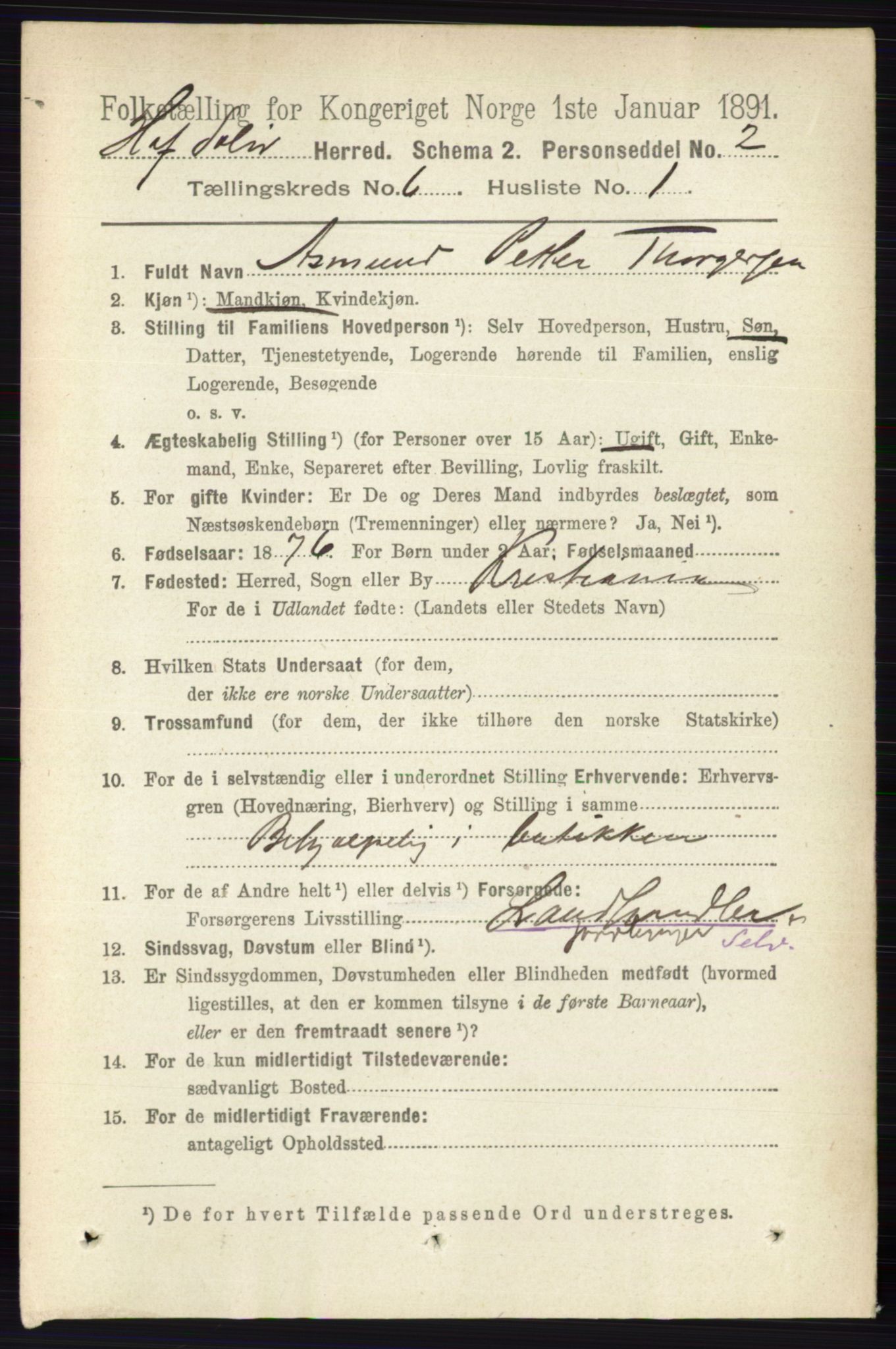 RA, 1891 census for 0424 Hof, 1891, p. 2251