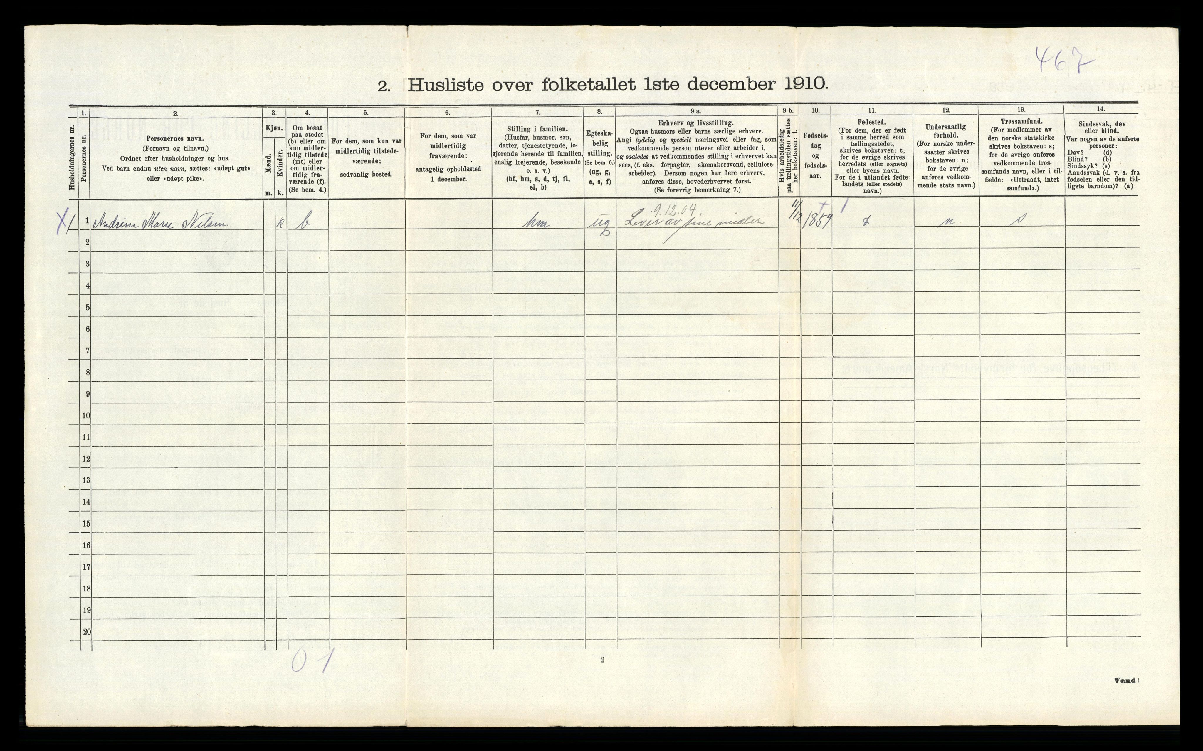 RA, 1910 census for Stokke, 1910, p. 1331