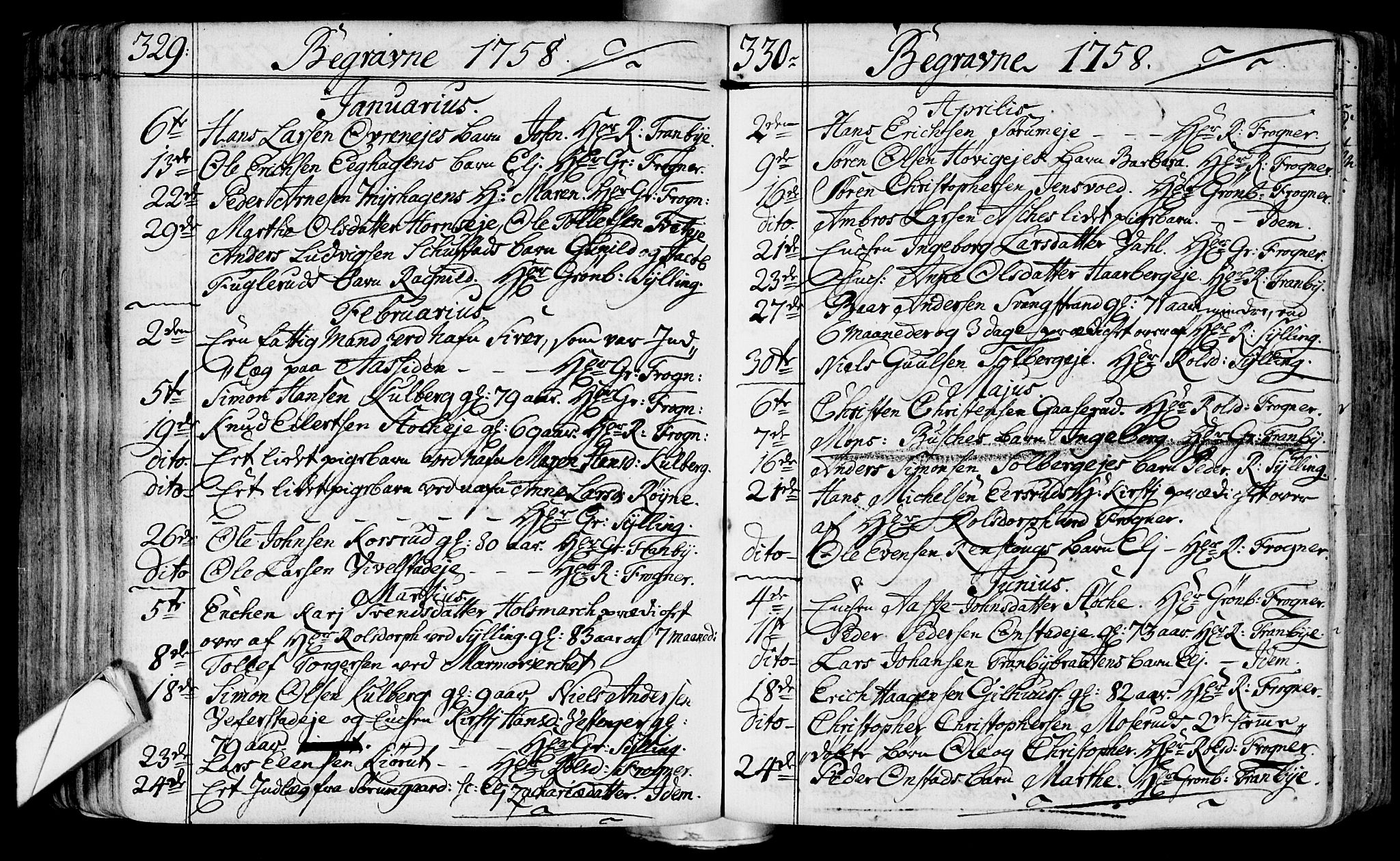 Lier kirkebøker, SAKO/A-230/F/Fa/L0004: Parish register (official) no. I 4, 1749-1764, p. 329-330