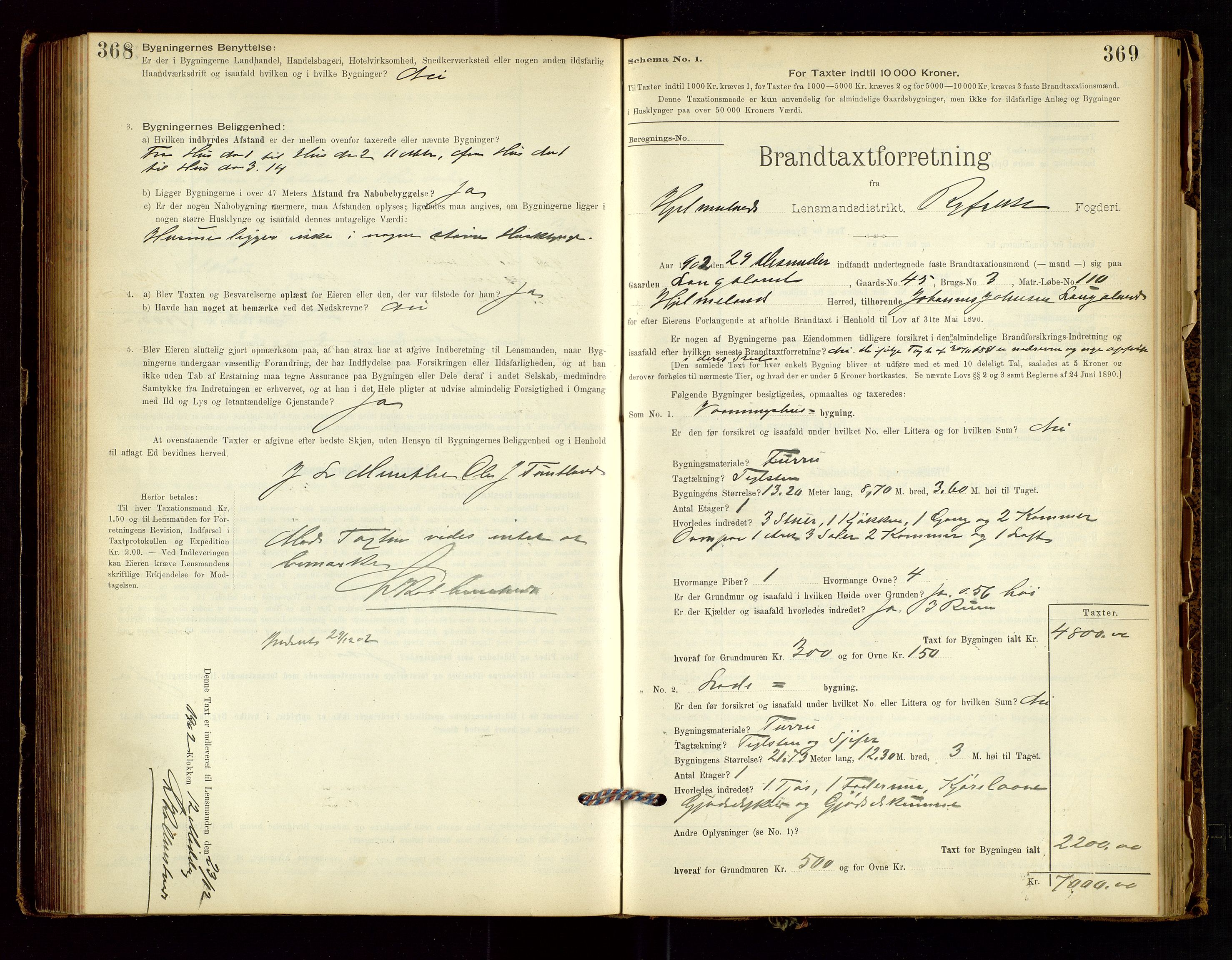 Hjelmeland lensmannskontor, AV/SAST-A-100439/Gob/L0001: "Brandtaxationsprotokol", 1895-1932, p. 368-369