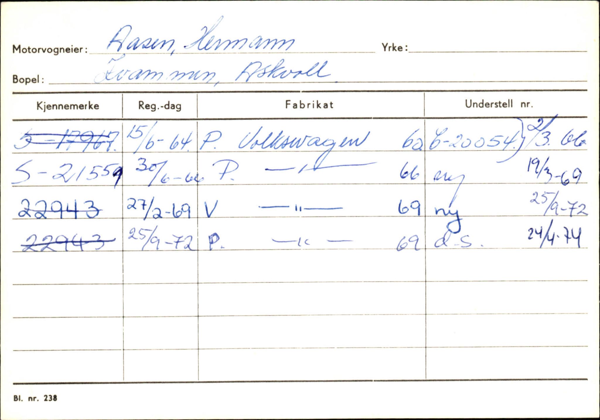 Statens vegvesen, Sogn og Fjordane vegkontor, AV/SAB-A-5301/4/F/L0132: Eigarregister Askvoll A-Å. Balestrand A-Å, 1945-1975, p. 1516