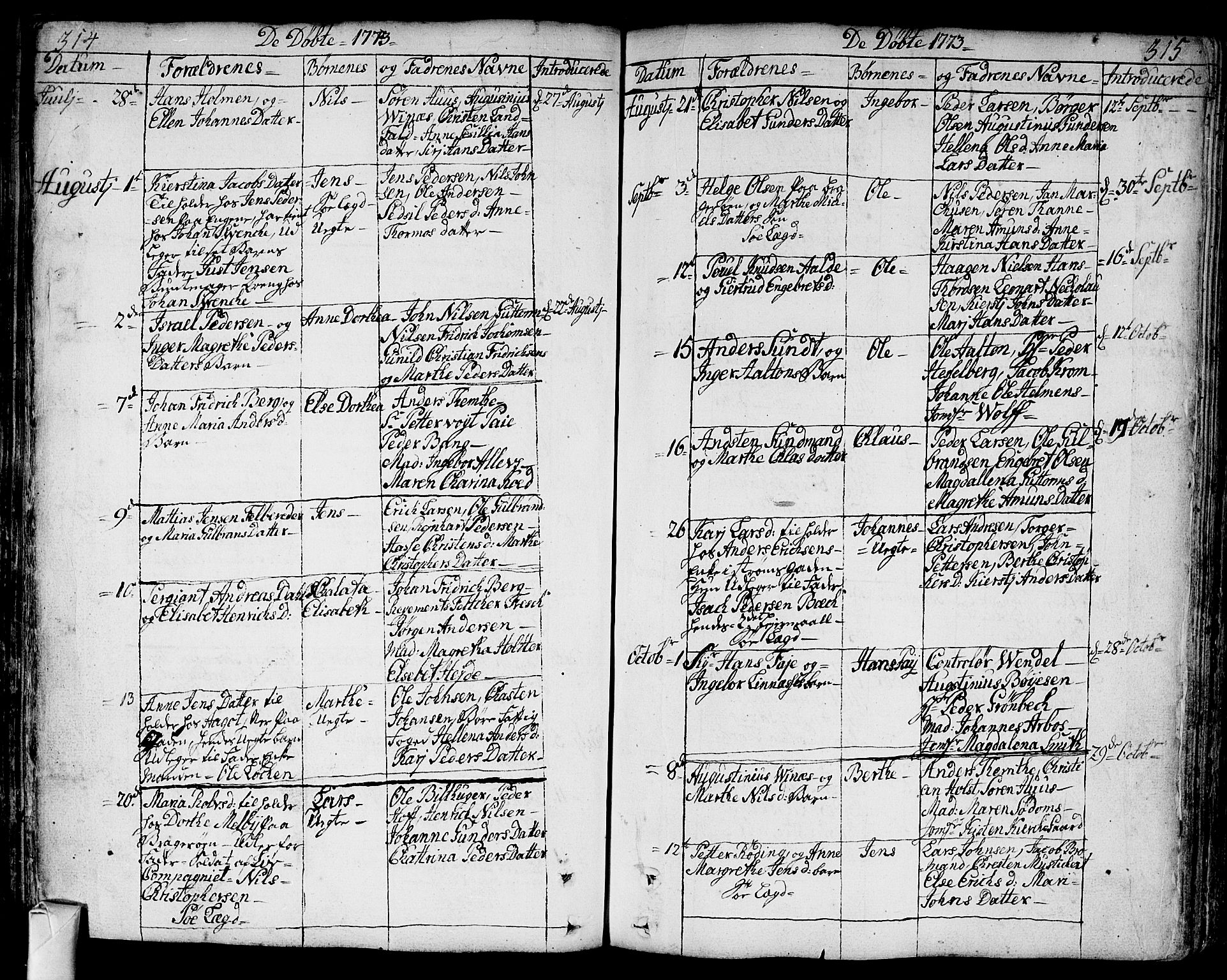 Bragernes kirkebøker, AV/SAKO-A-6/F/Fa/L0005: Parish register (official) no. I 5, 1759-1781, p. 314-315