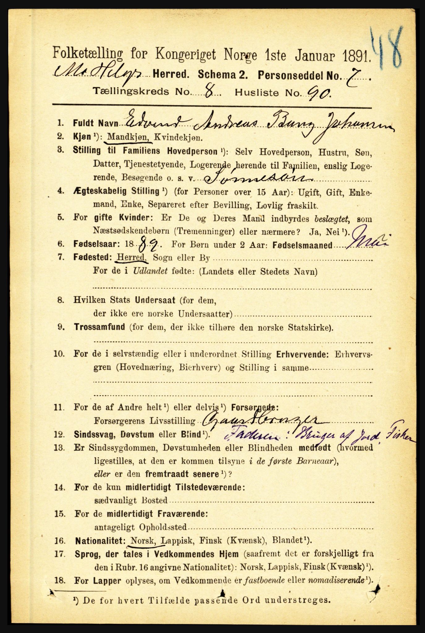 RA, 1891 census for 1833 Mo, 1891, p. 3559