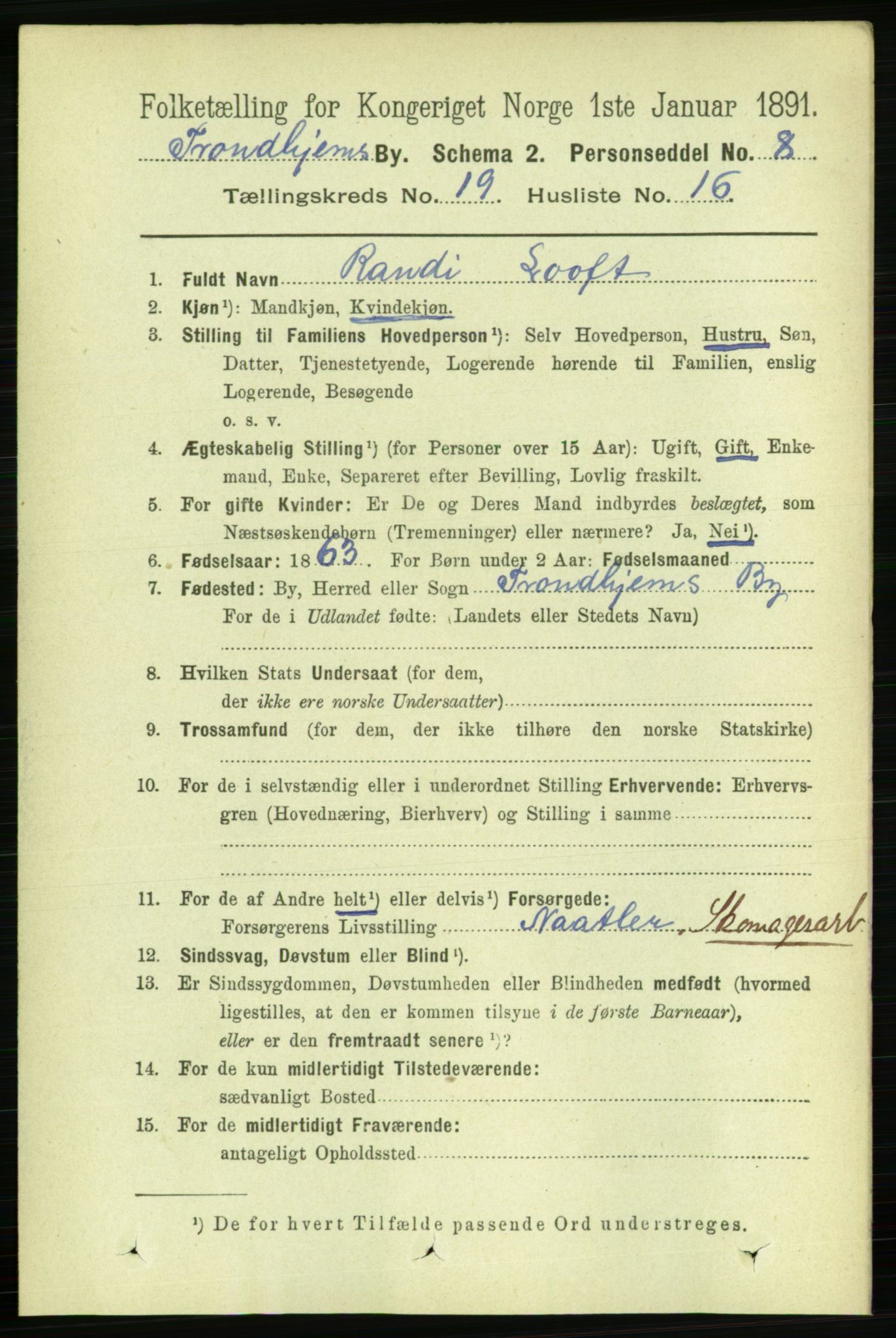 RA, 1891 census for 1601 Trondheim, 1891, p. 14833