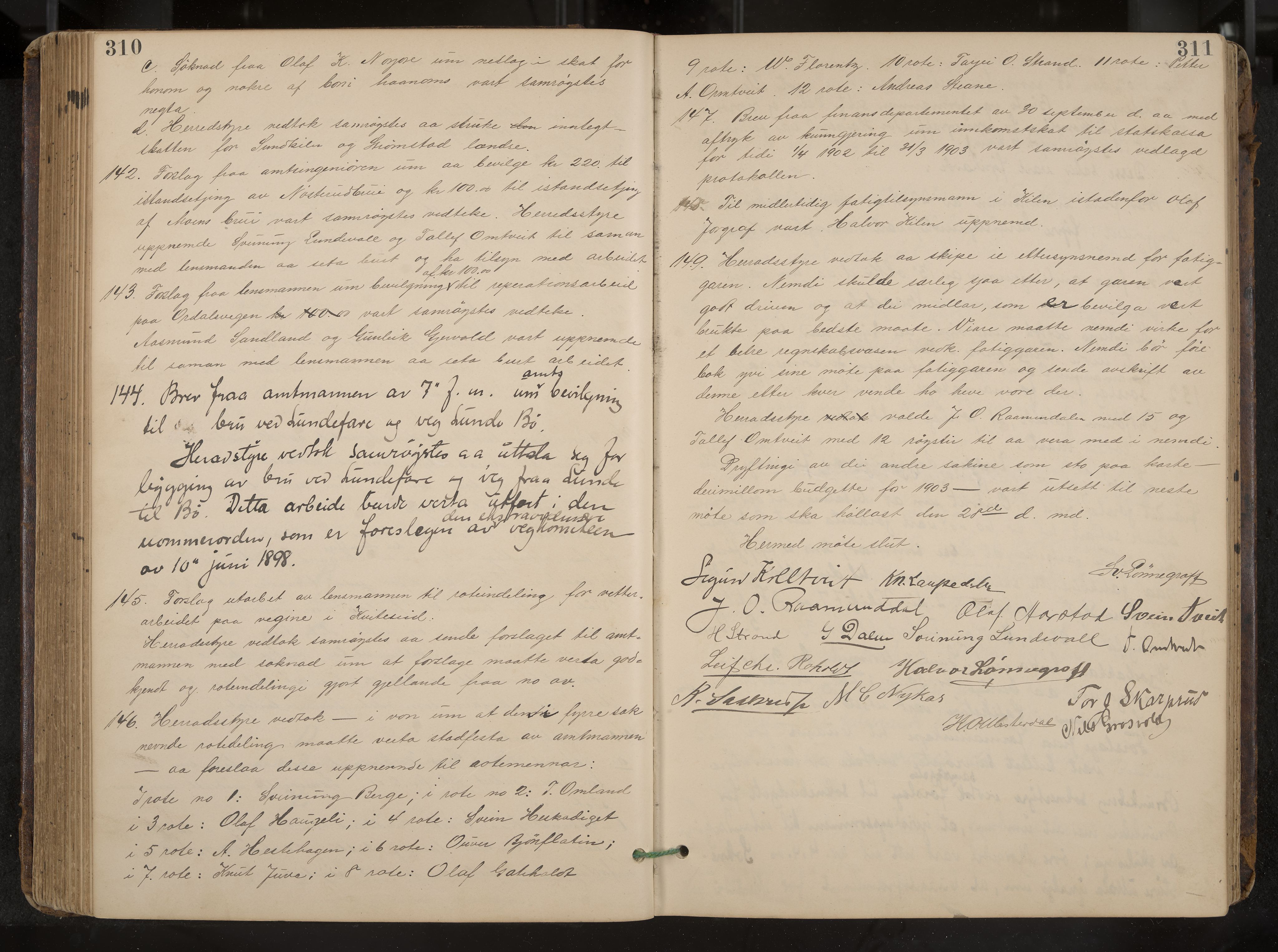 Kviteseid formannskap og sentraladministrasjon, IKAK/0829021/A/Aa/L0004: Møtebok, 1896-1911, p. 310-311