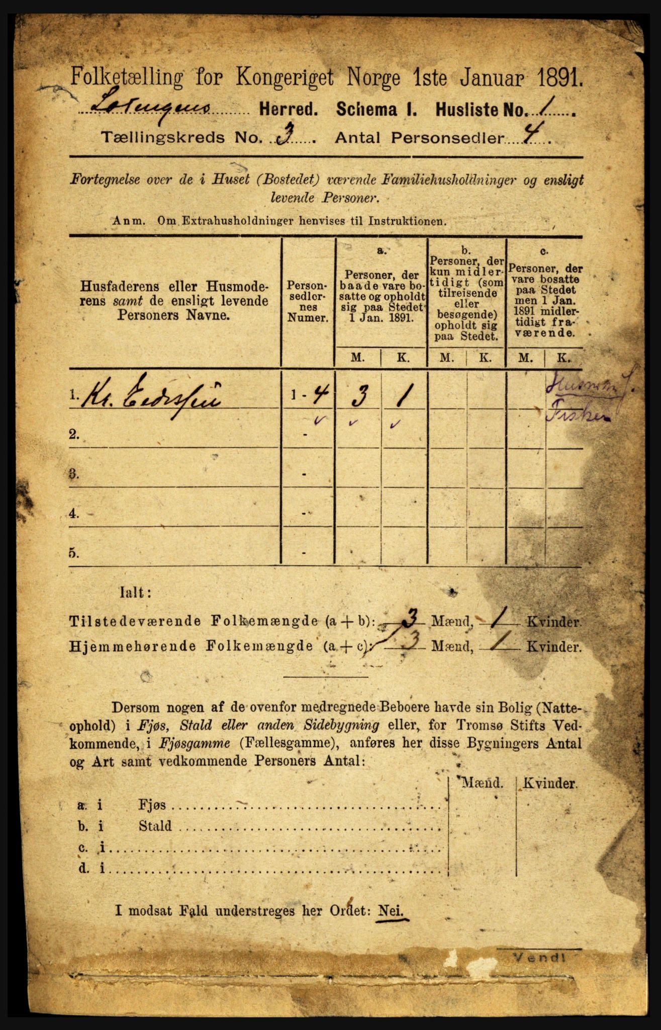 RA, 1891 census for 1851 Lødingen, 1891, p. 1294