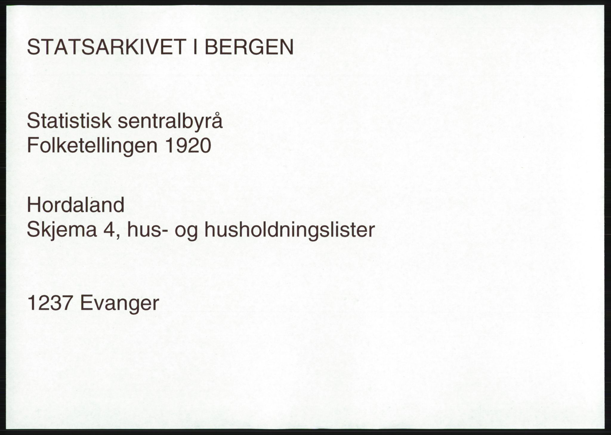 SAB, 1920 census for Evanger, 1920, p. 57