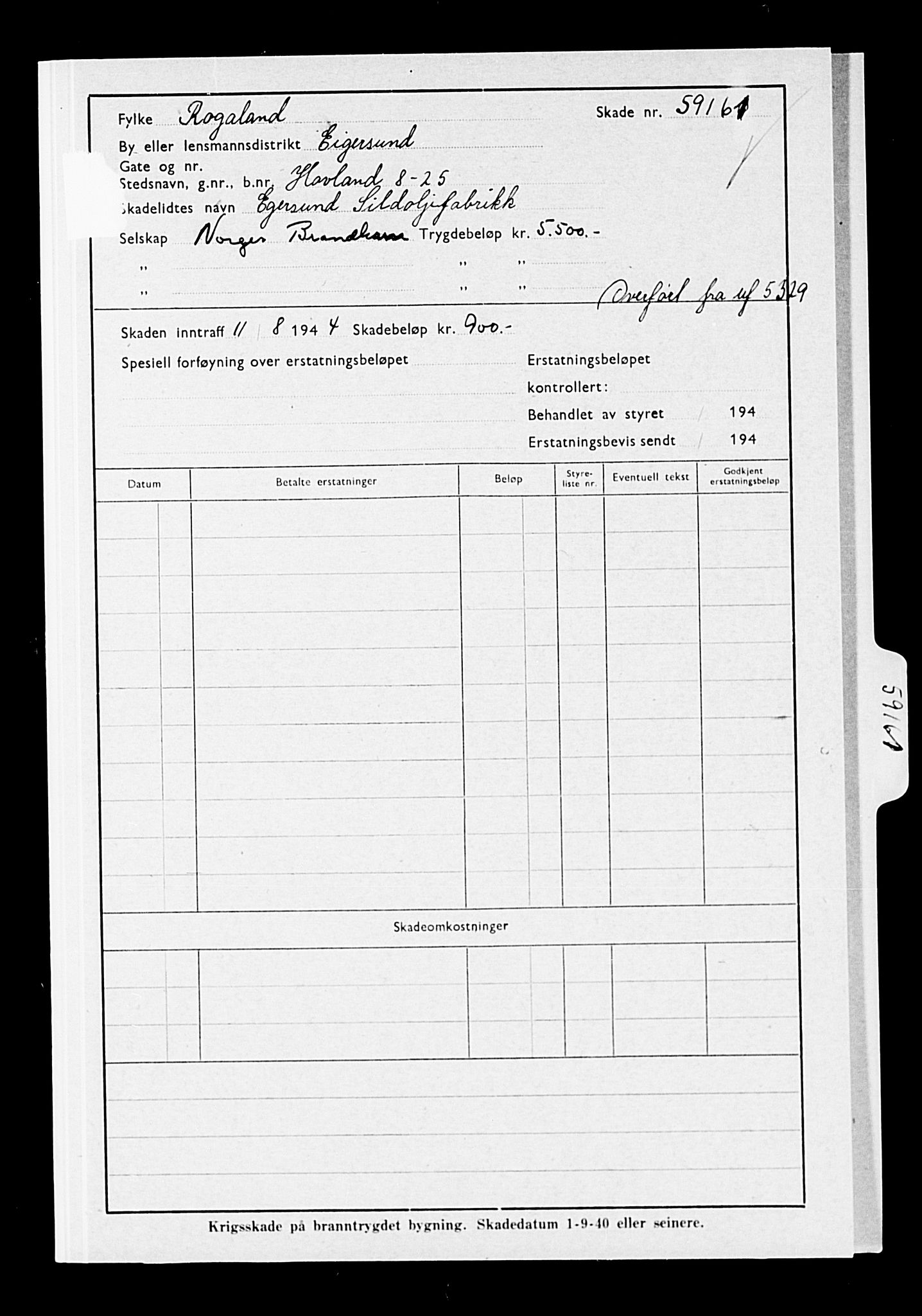 Krigsskadetrygdene for bygninger og løsøre, AV/RA-S-1548/V/L0014: --, 1940-1945, p. 20