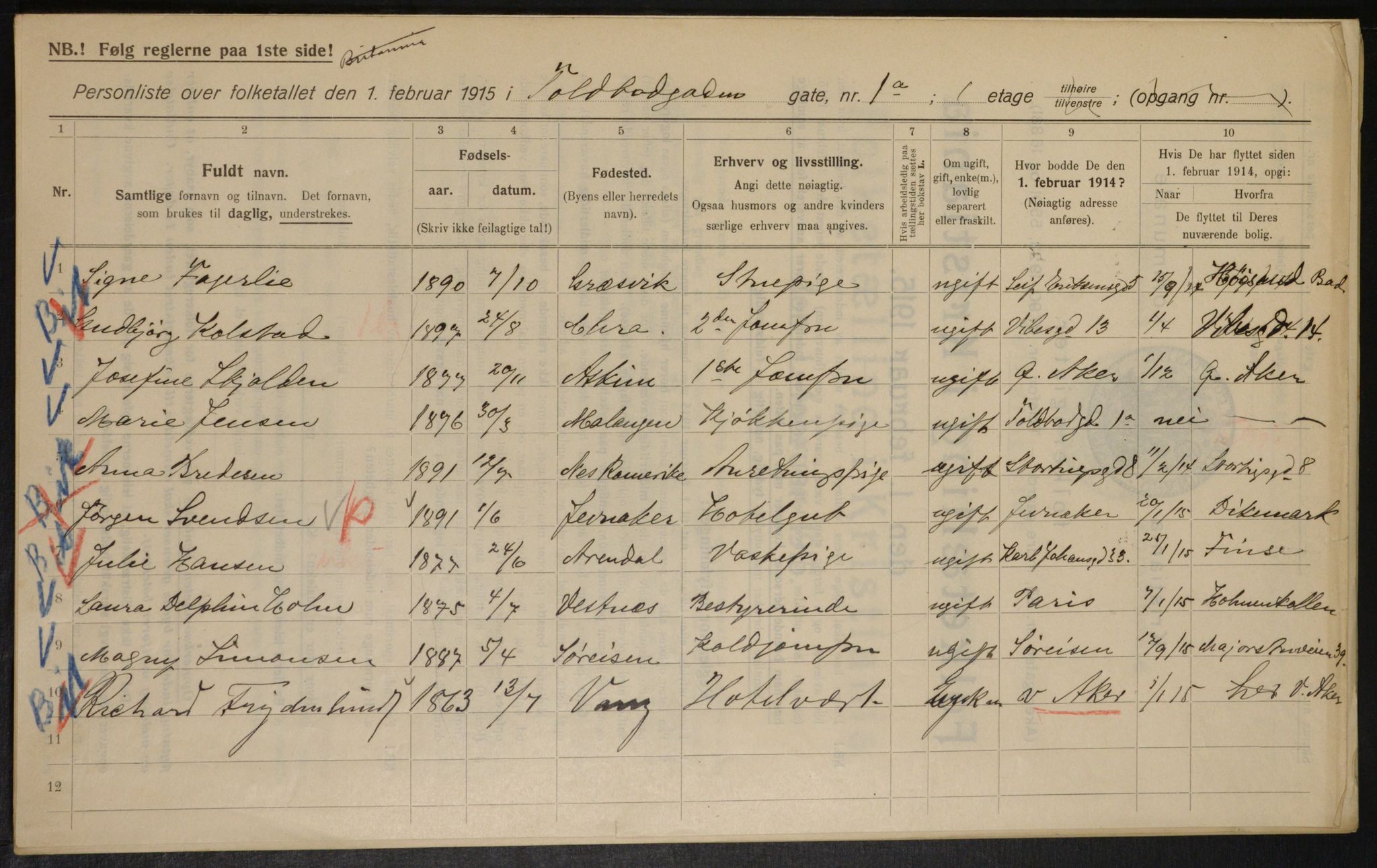 OBA, Municipal Census 1915 for Kristiania, 1915, p. 113493