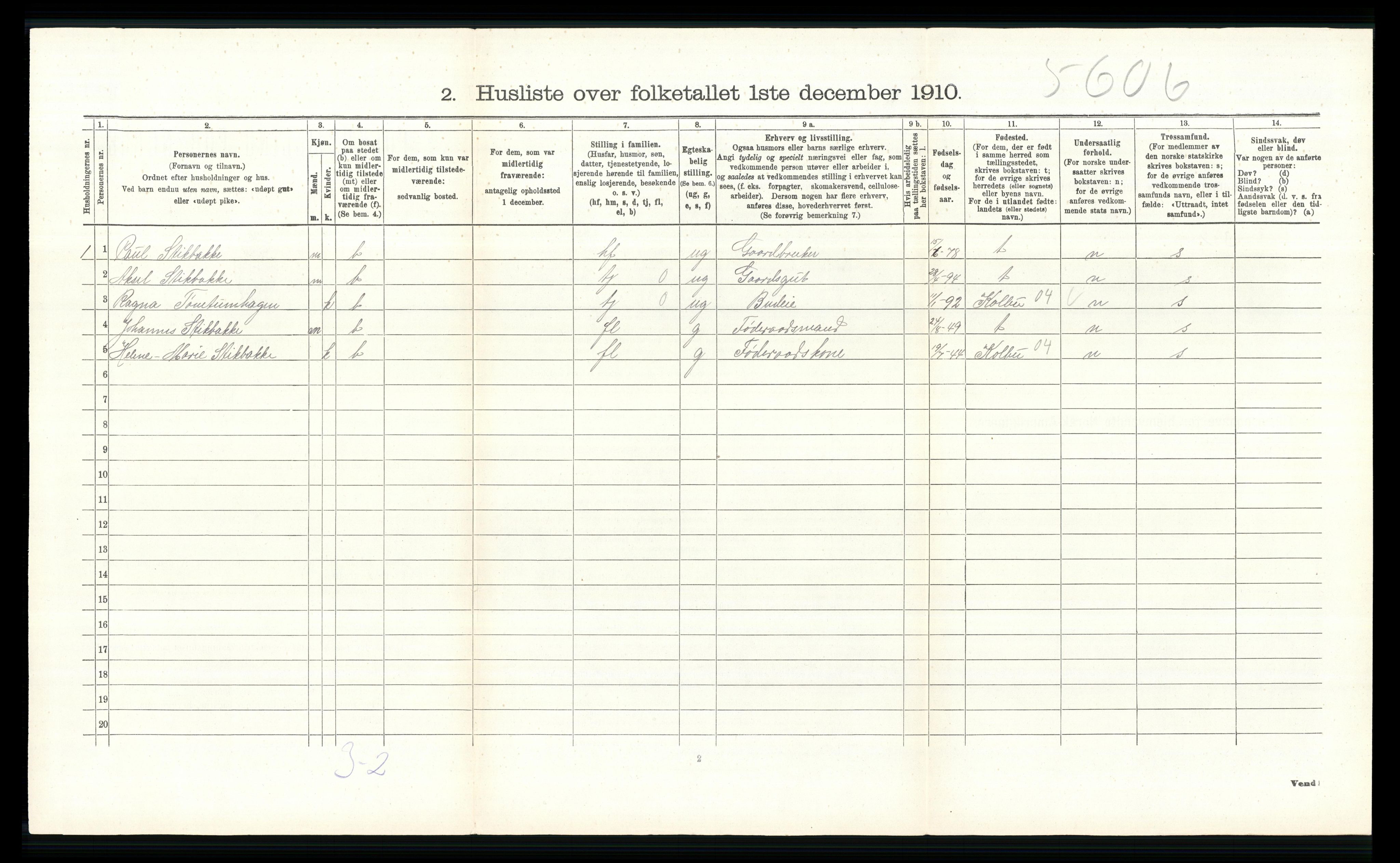 RA, 1910 census for Vestre Toten, 1910, p. 844