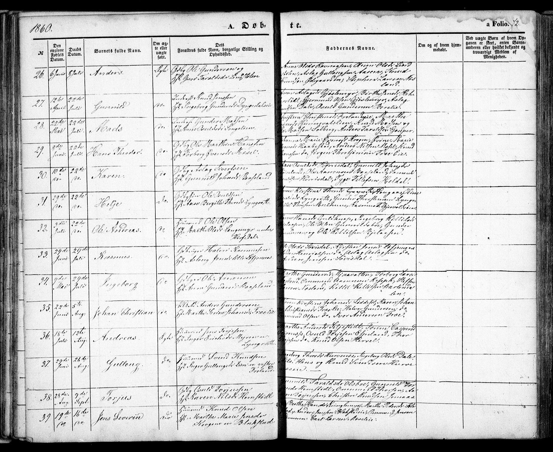 Froland sokneprestkontor, AV/SAK-1111-0013/F/Fa/L0002: Parish register (official) no. A 2, 1845-1863, p. 72