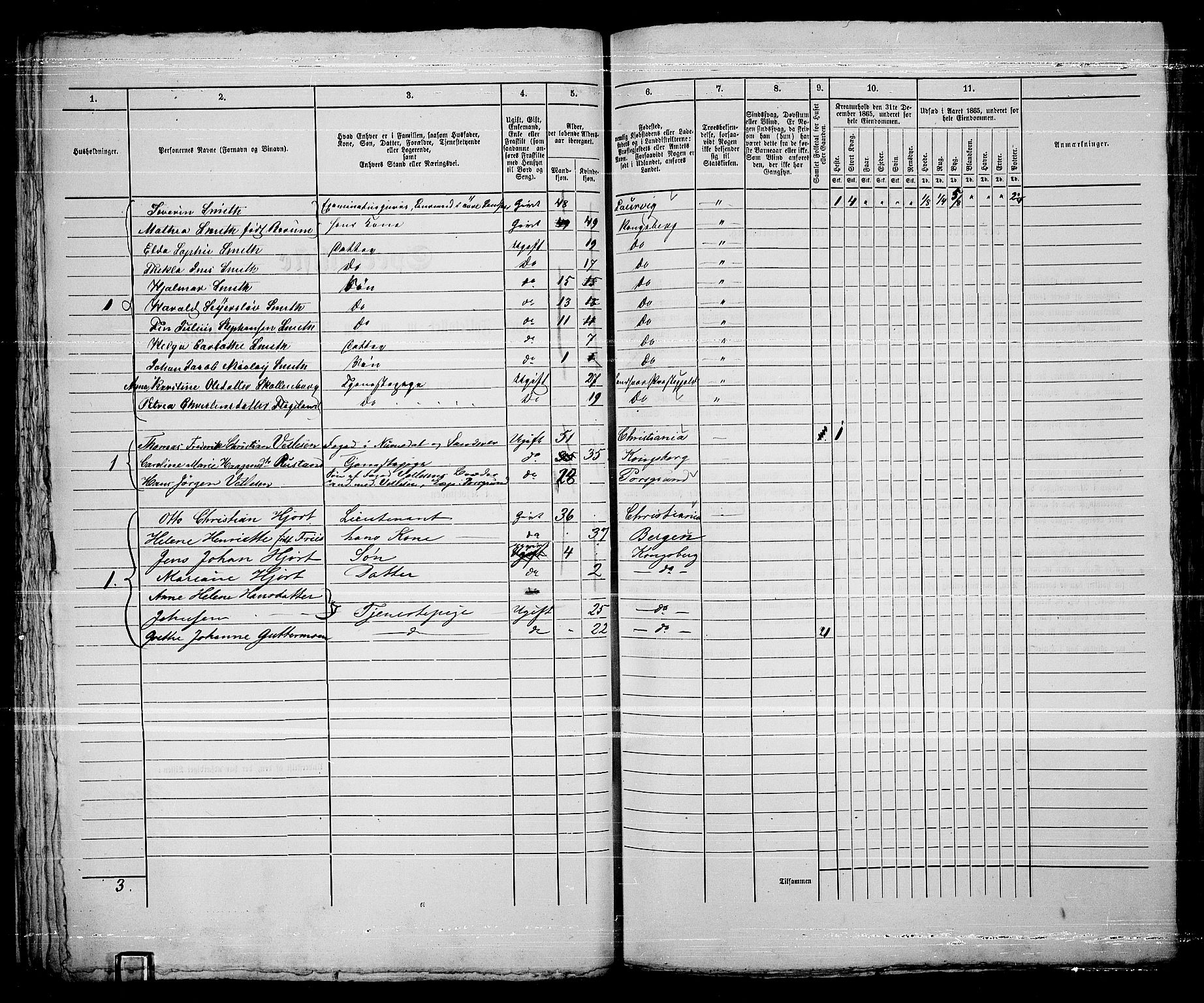 RA, 1865 census for Kongsberg/Kongsberg, 1865, p. 48