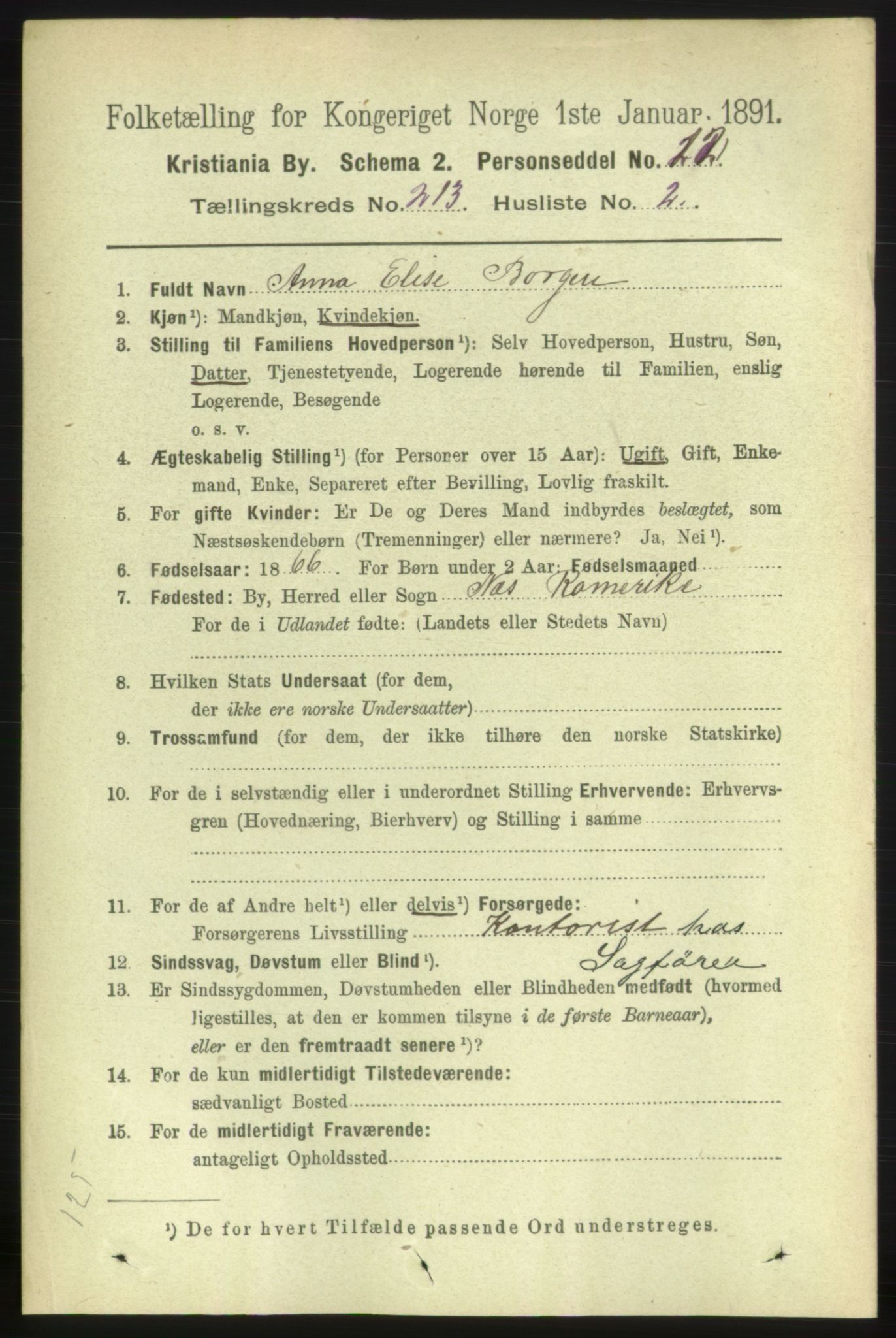 RA, 1891 census for 0301 Kristiania, 1891, p. 127053