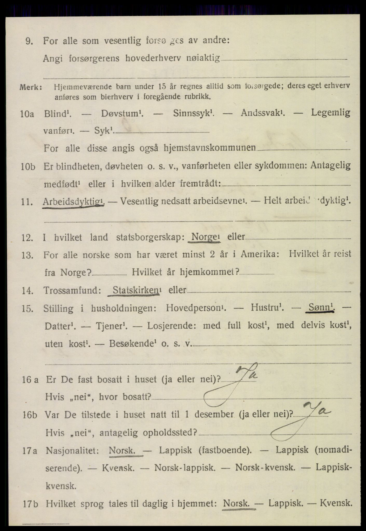 SAT, 1920 census for Nordvik, 1920, p. 1783