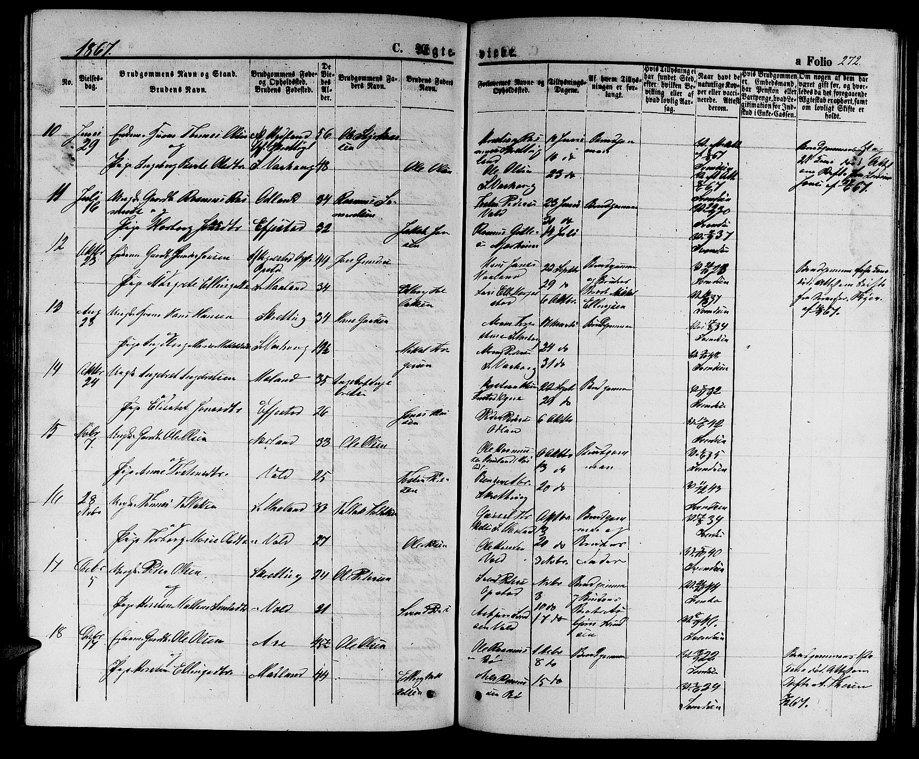 Hå sokneprestkontor, AV/SAST-A-101801/001/30BB/L0002: Parish register (copy) no. B 2, 1854-1883, p. 272