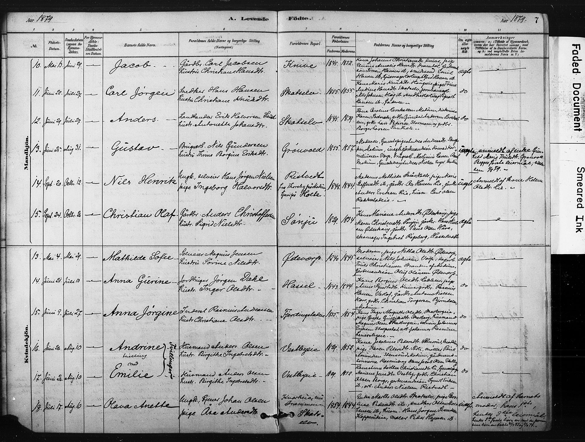 Eiker kirkebøker, AV/SAKO-A-4/F/Fc/L0001: Parish register (official) no. III 1, 1878-1889, p. 7