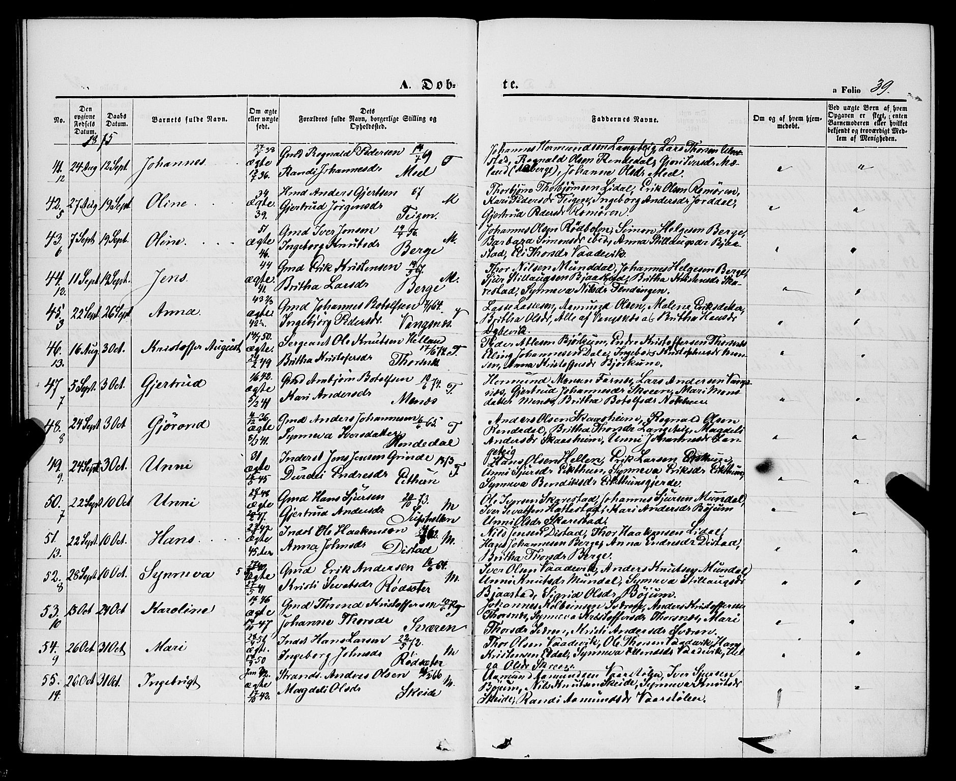 Balestrand sokneprestembete, AV/SAB-A-79601/H/Haa/Haaa/L0003: Parish register (official) no. A 3, 1867-1878, p. 39