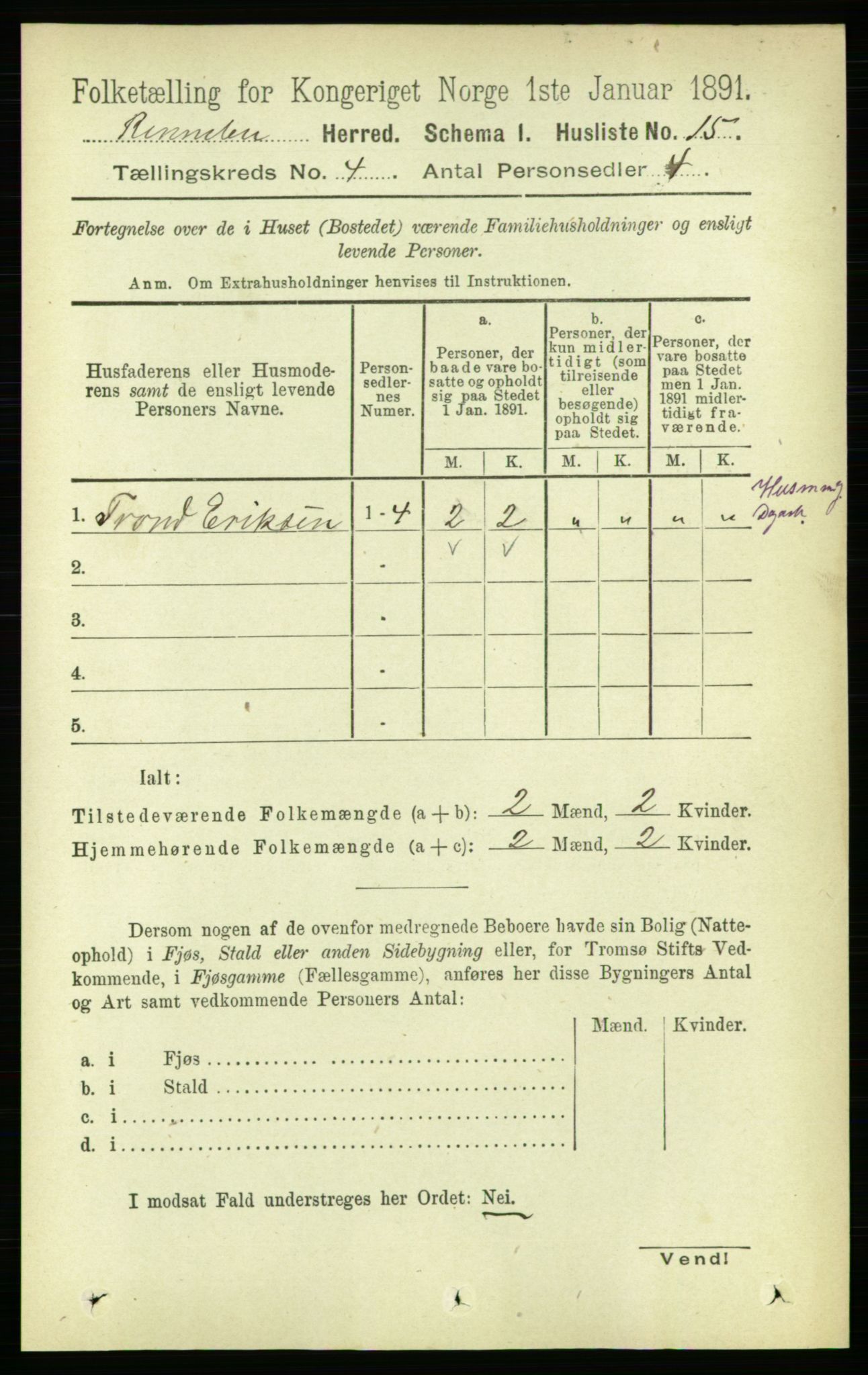 RA, 1891 census for 1635 Rennebu, 1891, p. 1904