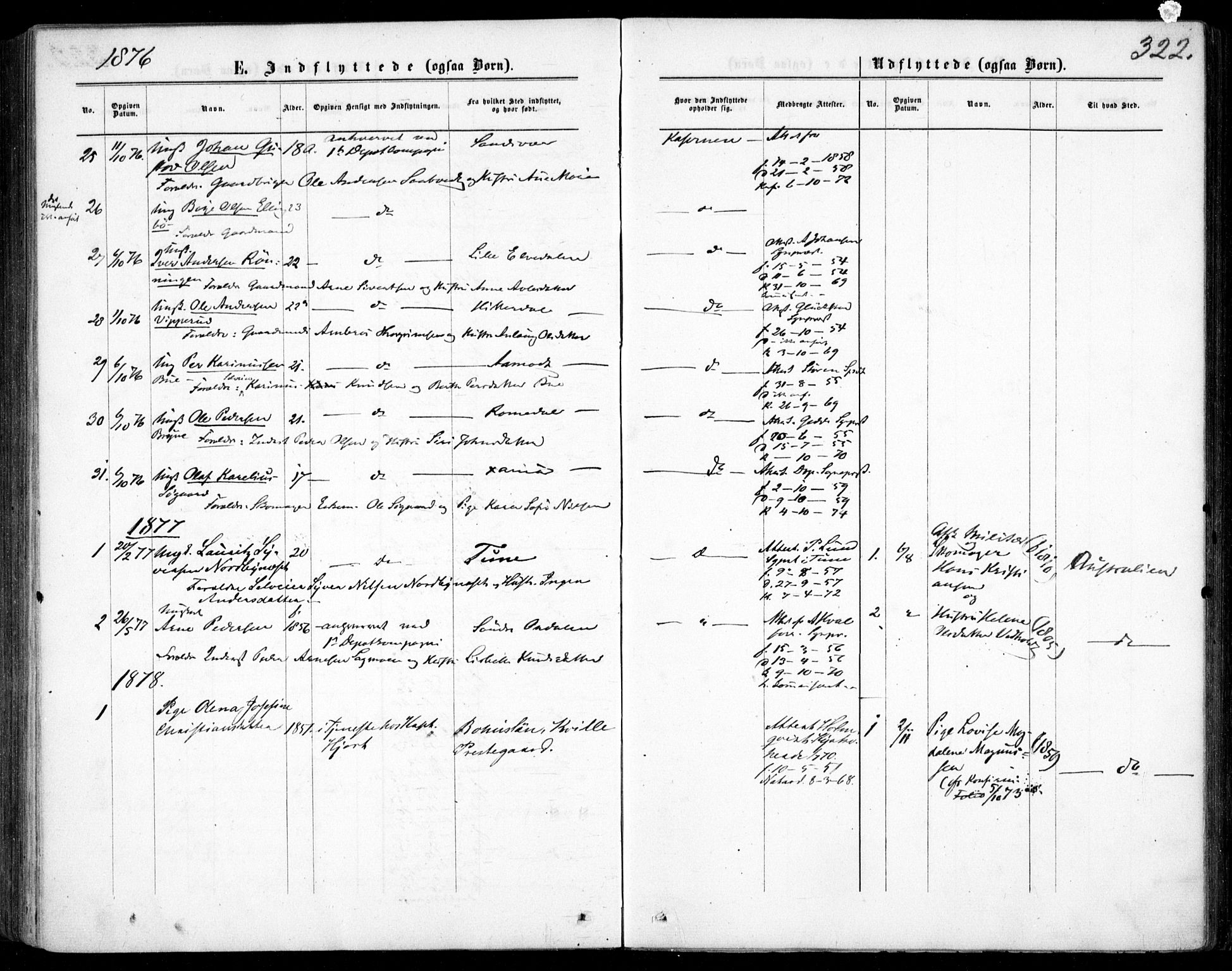 Garnisonsmenigheten Kirkebøker, SAO/A-10846/F/Fa/L0011: Parish register (official) no. 11, 1870-1880, p. 322