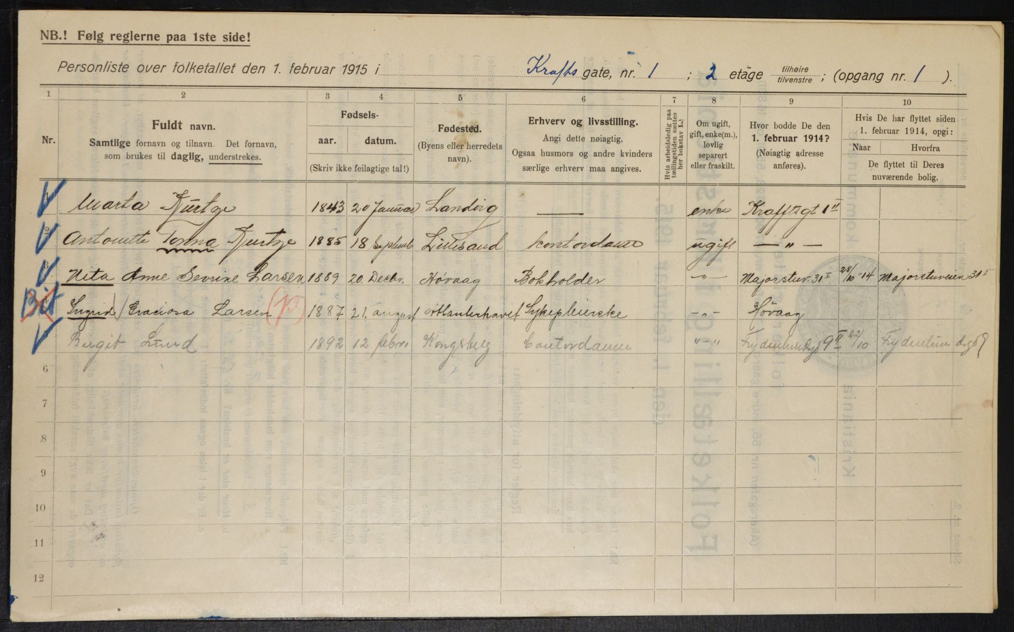 OBA, Municipal Census 1915 for Kristiania, 1915, p. 53413