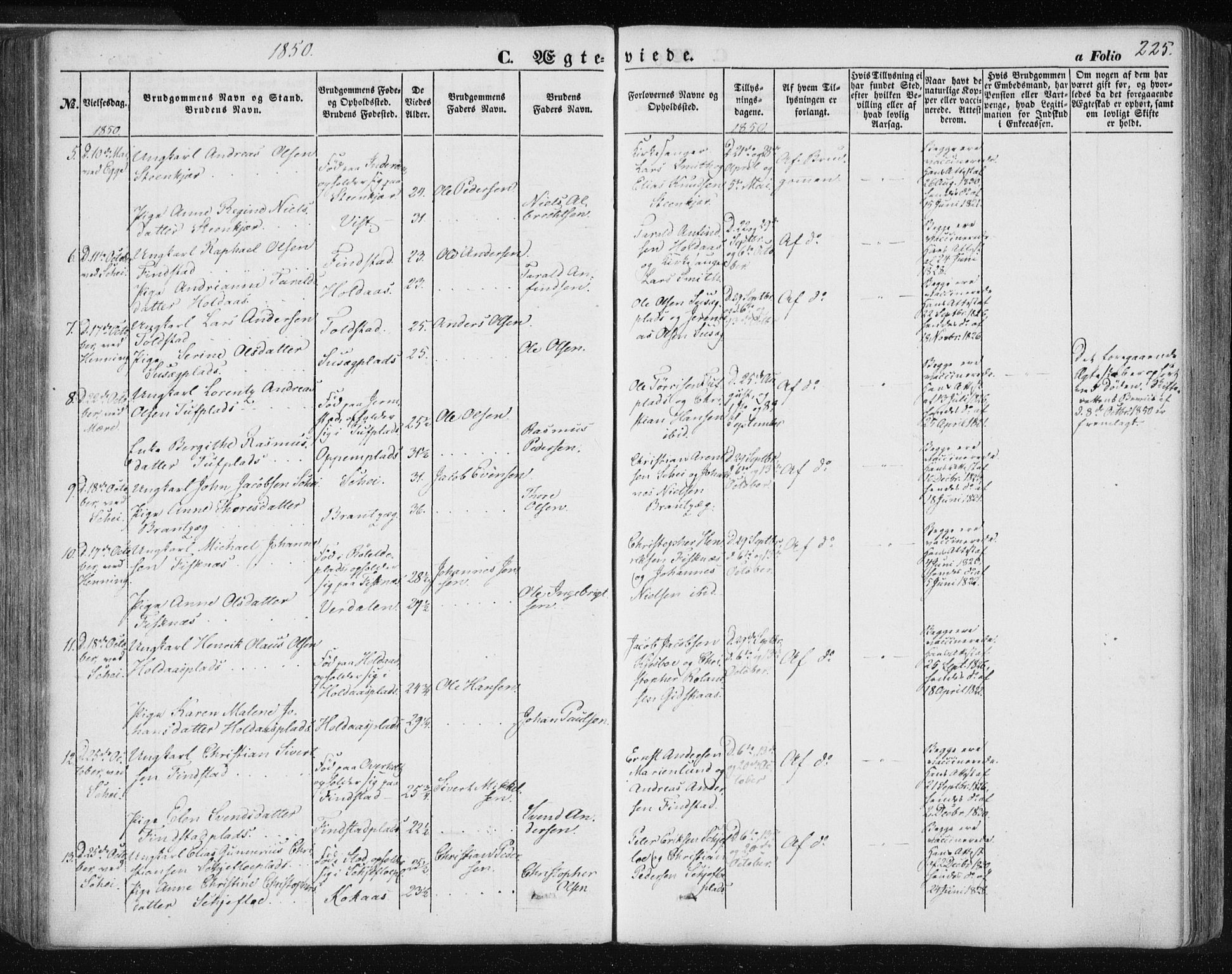 Ministerialprotokoller, klokkerbøker og fødselsregistre - Nord-Trøndelag, SAT/A-1458/735/L0342: Parish register (official) no. 735A07 /1, 1849-1862, p. 225
