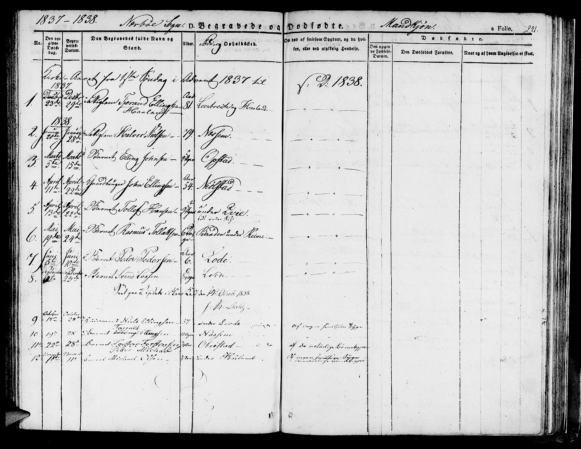 Hå sokneprestkontor, SAST/A-101801/001/30BA/L0004: Parish register (official) no. A 4.1 /1, 1826-1841, p. 241