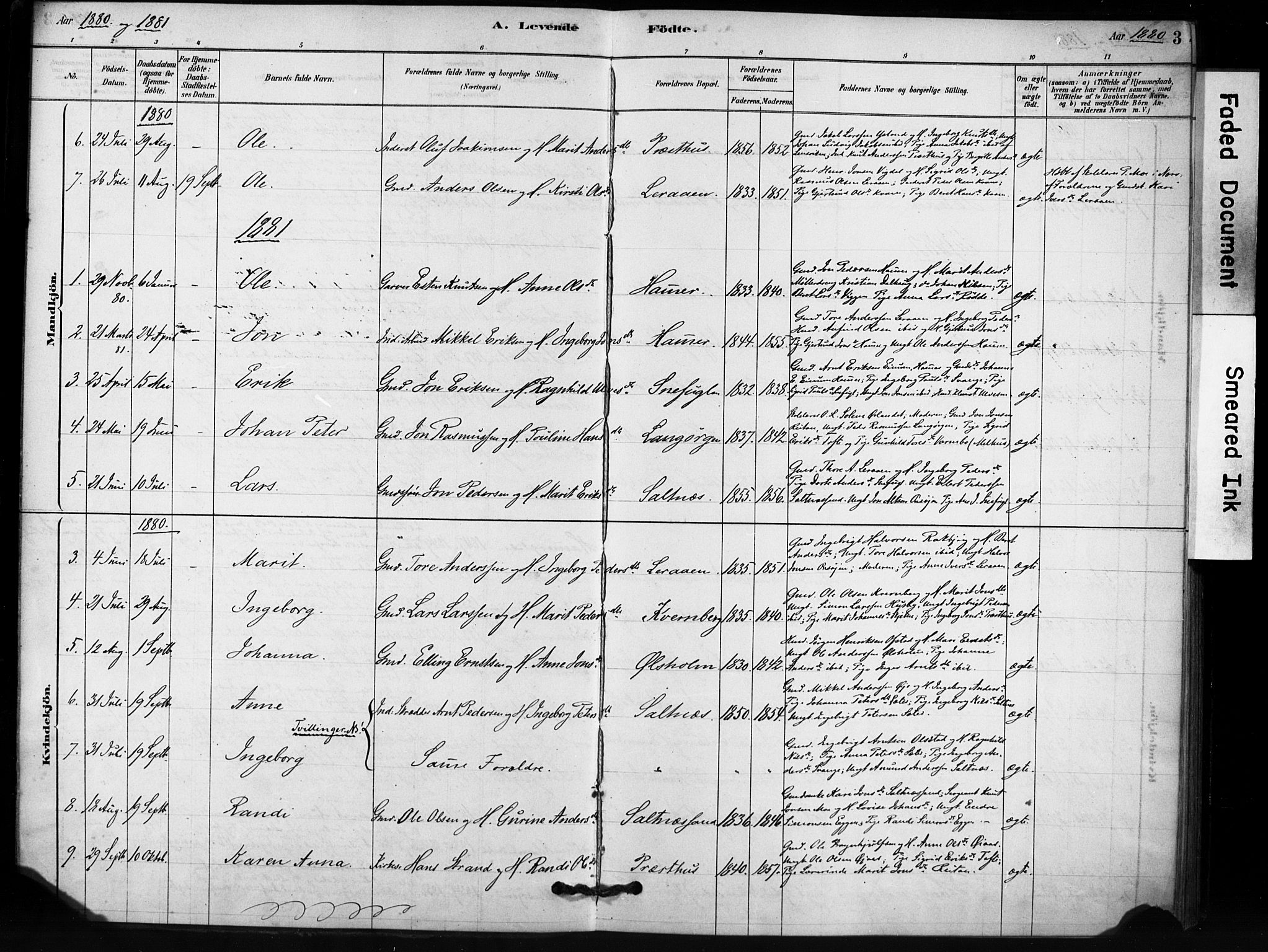 Ministerialprotokoller, klokkerbøker og fødselsregistre - Sør-Trøndelag, SAT/A-1456/666/L0786: Parish register (official) no. 666A04, 1878-1895, p. 3