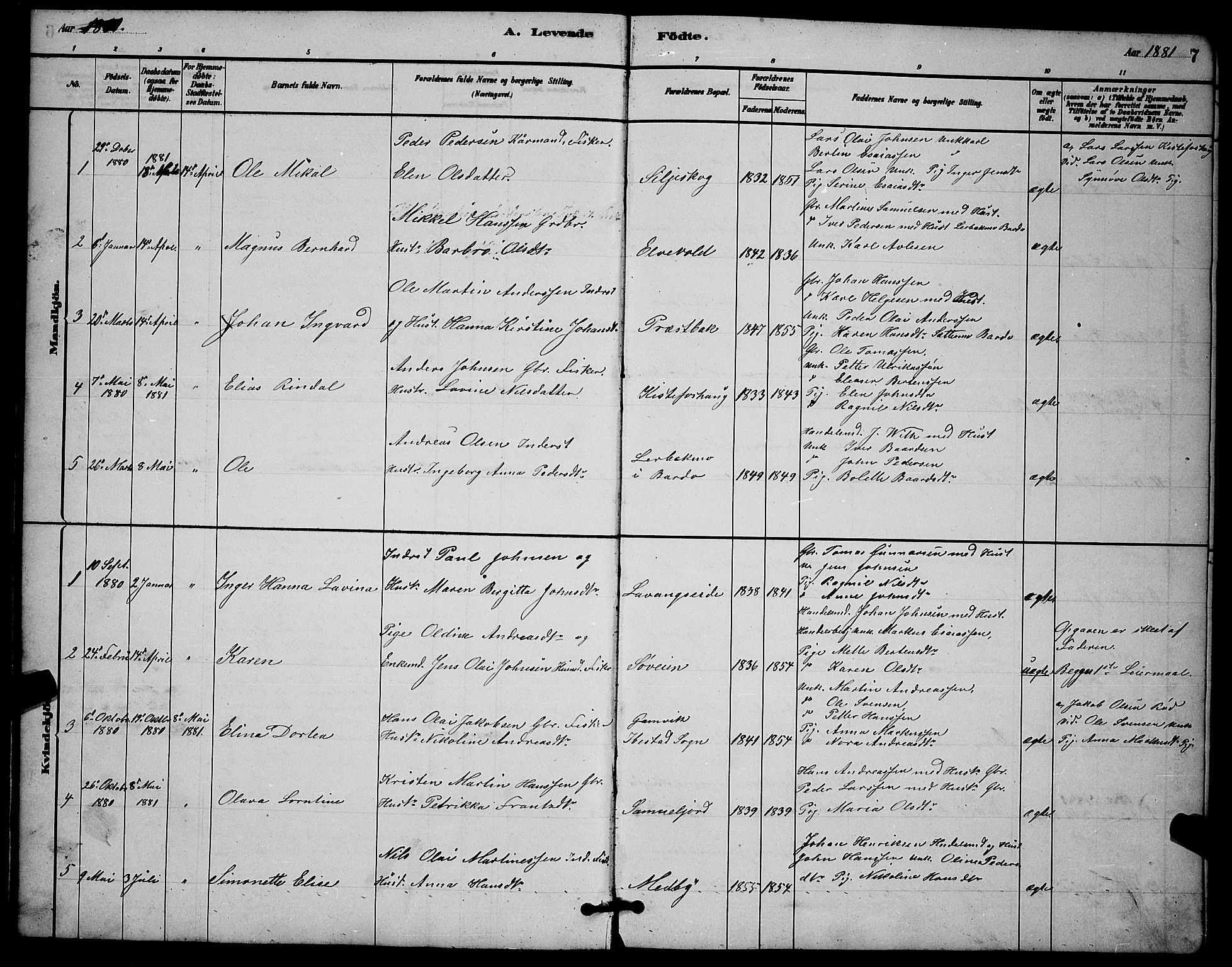 Ibestad sokneprestembete, AV/SATØ-S-0077/H/Ha/Hab/L0014klokker: Parish register (copy) no. 14, 1880-1887, p. 7