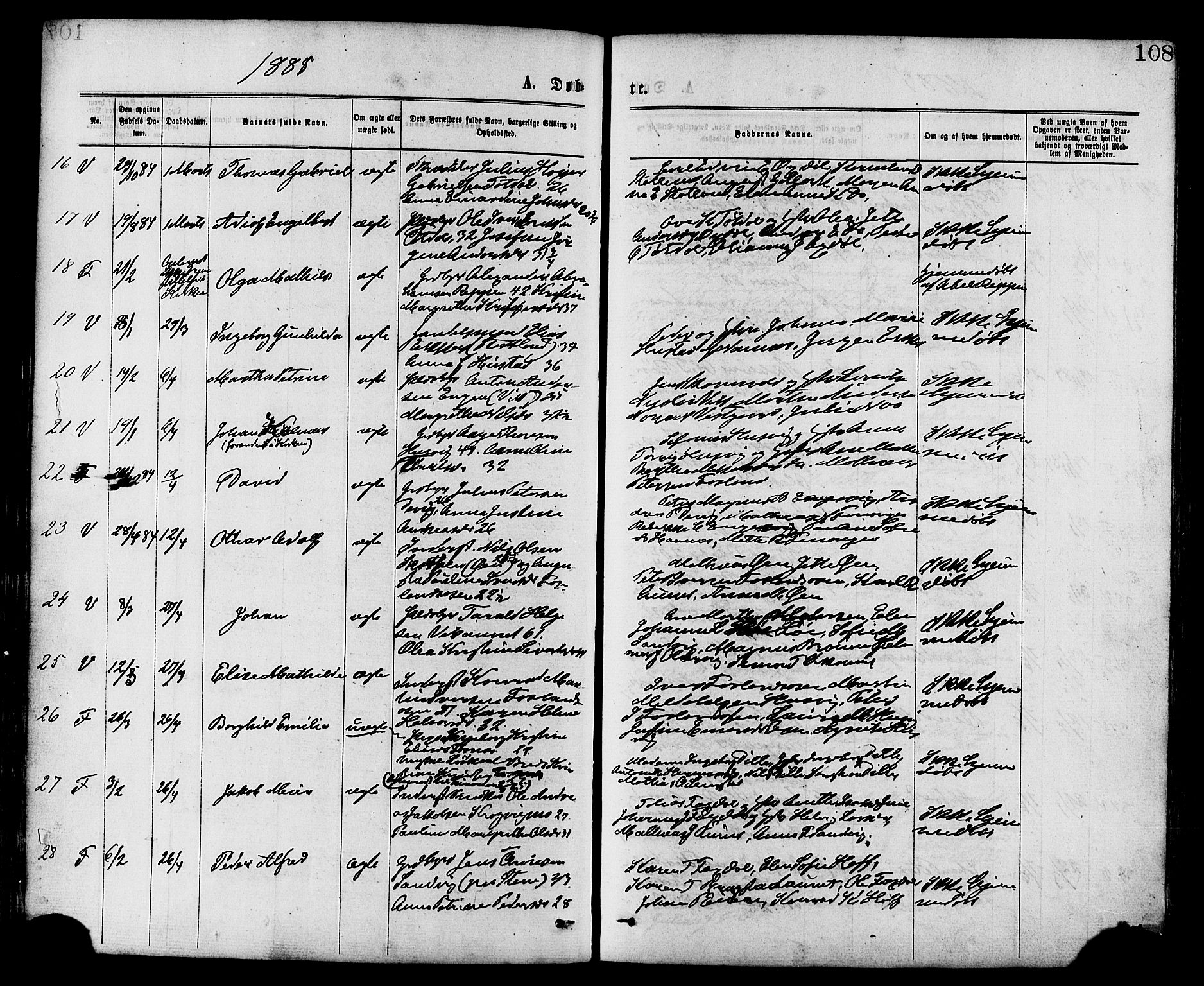 Ministerialprotokoller, klokkerbøker og fødselsregistre - Nord-Trøndelag, SAT/A-1458/773/L0616: Parish register (official) no. 773A07, 1870-1887, p. 108