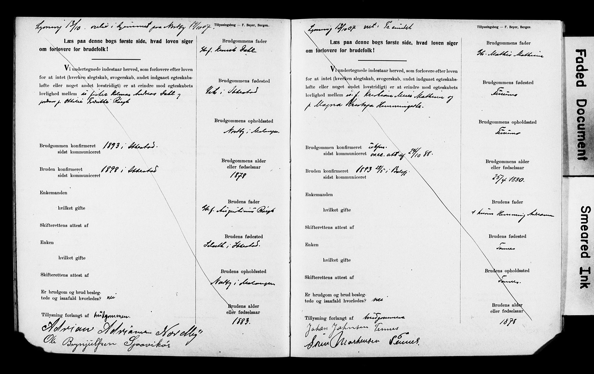 Balsfjord sokneprestembete, AV/SATØ-S-1303/H/Hd/L0032: Banns register no. 32, 1907-1910