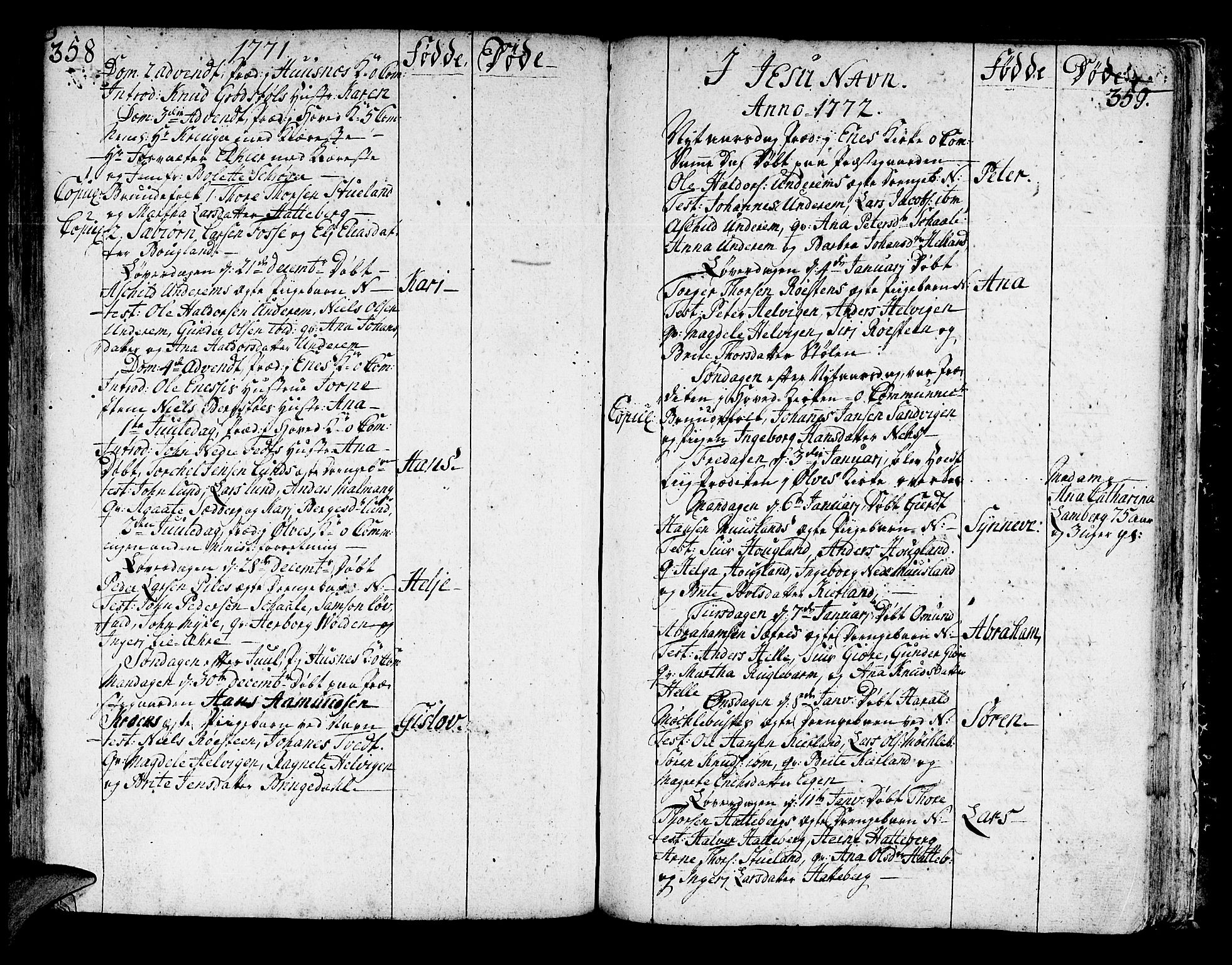 Kvinnherad sokneprestembete, AV/SAB-A-76401/H/Haa: Parish register (official) no. A 3, 1754-1777, p. 358-359