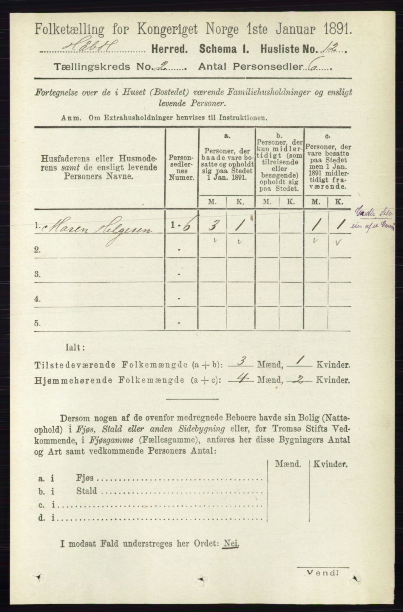 RA, 1891 census for 0138 Hobøl, 1891, p. 940