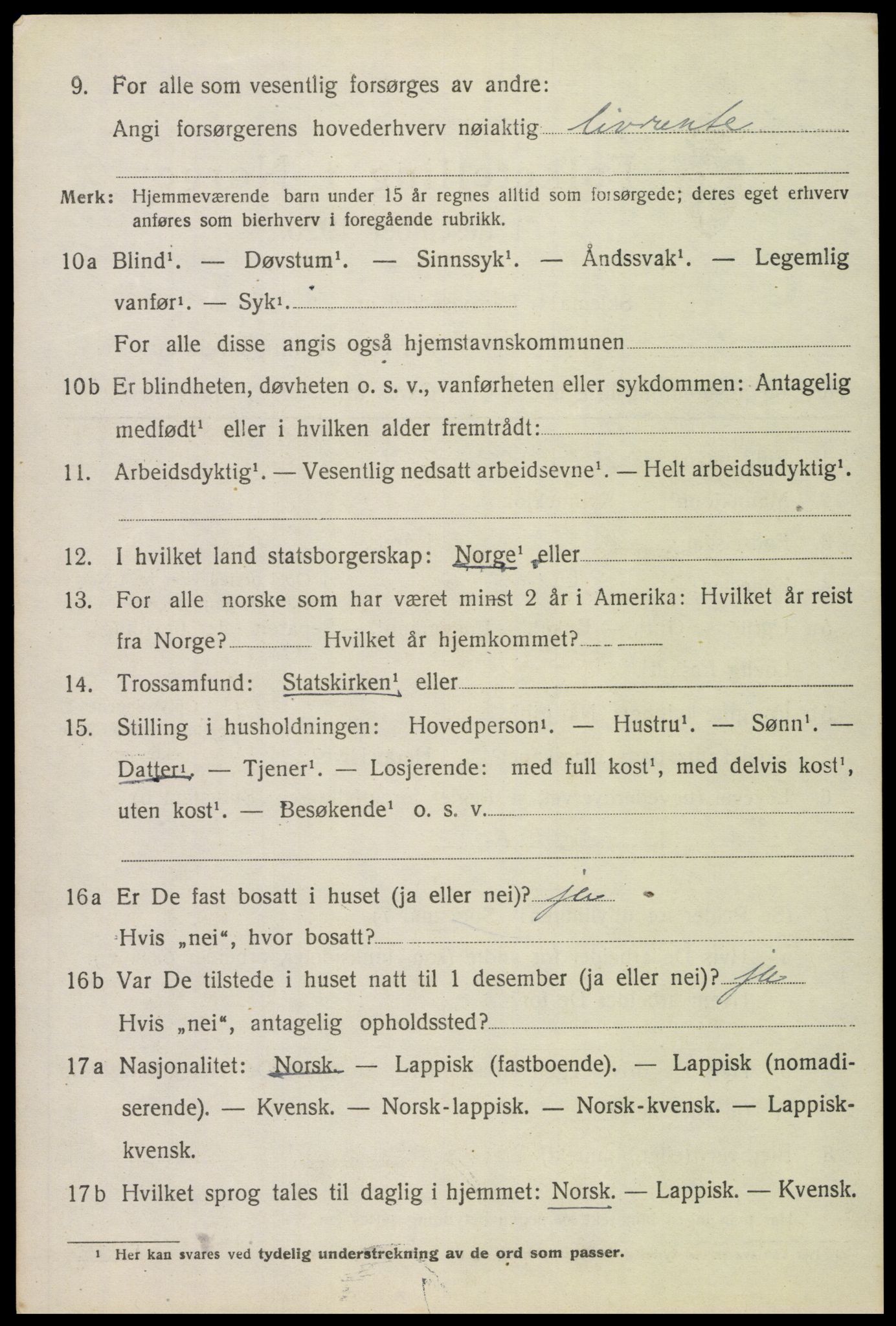 SAT, 1920 census for Evenes, 1920, p. 5735