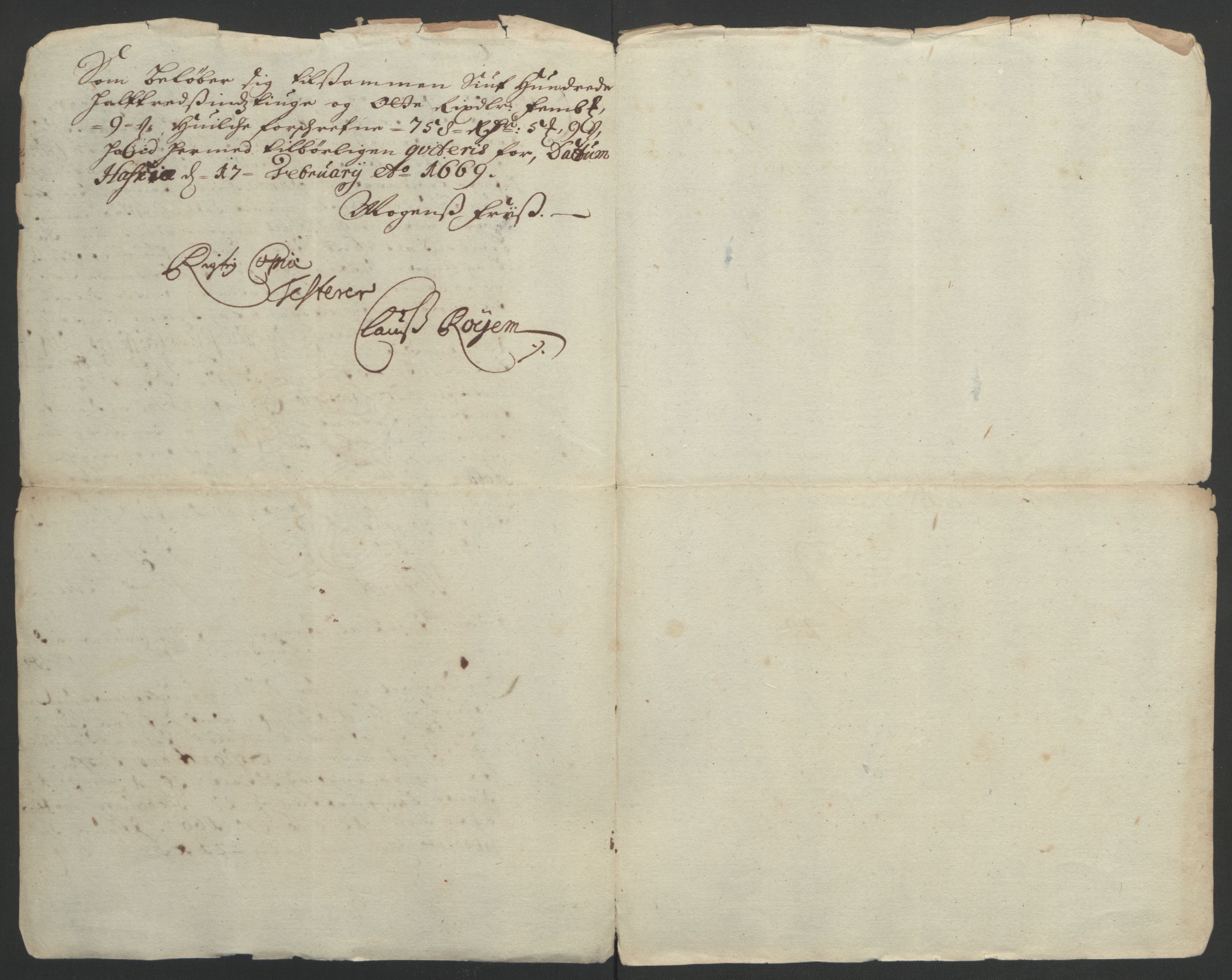 Rentekammeret inntil 1814, Reviderte regnskaper, Fogderegnskap, AV/RA-EA-4092/R32/L1842: Fogderegnskap Jarlsberg grevskap, 1664-1673, p. 100