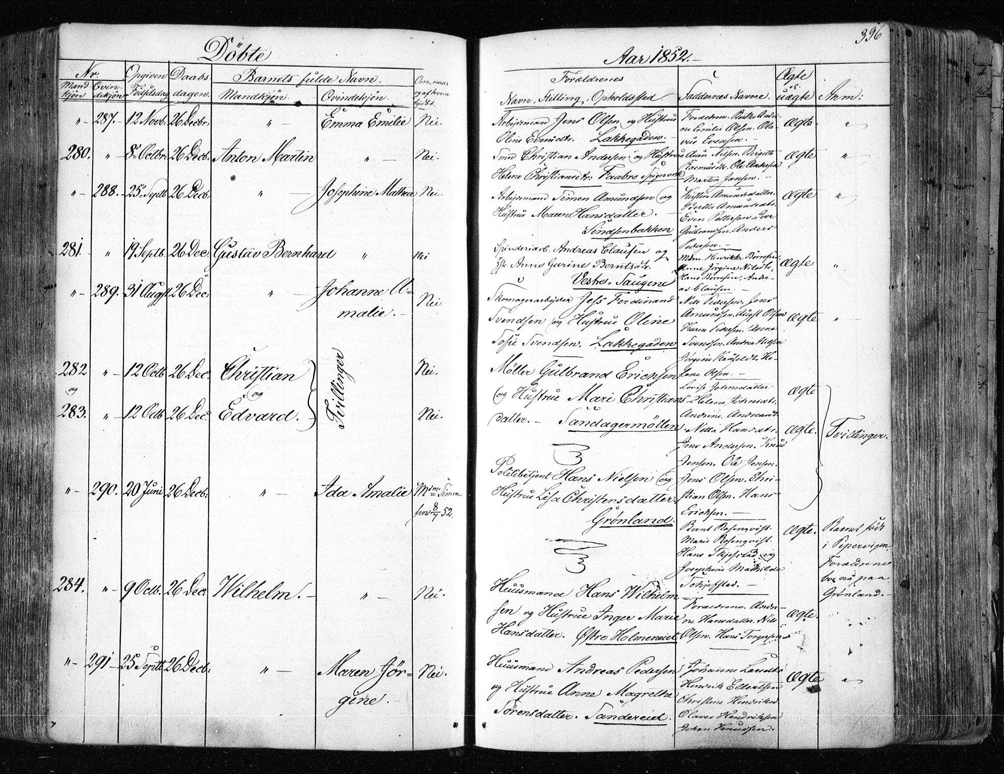 Aker prestekontor kirkebøker, SAO/A-10861/F/L0019: Parish register (official) no. 19, 1842-1852, p. 396