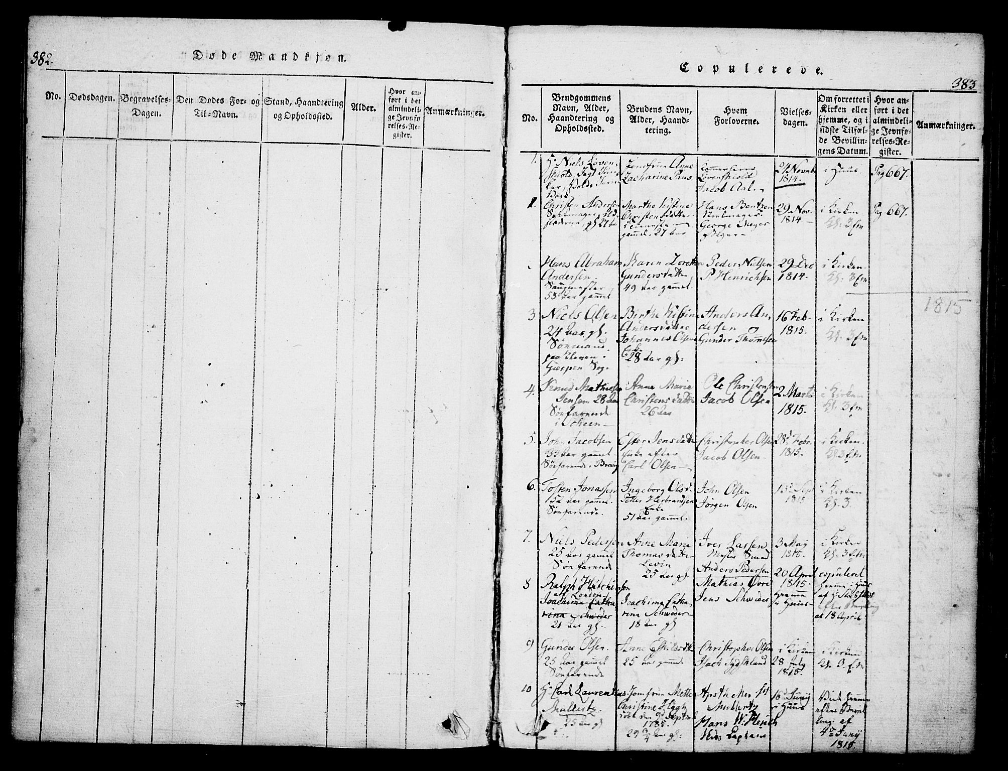 Skien kirkebøker, SAKO/A-302/G/Ga/L0002: Parish register (copy) no. 2, 1814-1842, p. 382-383