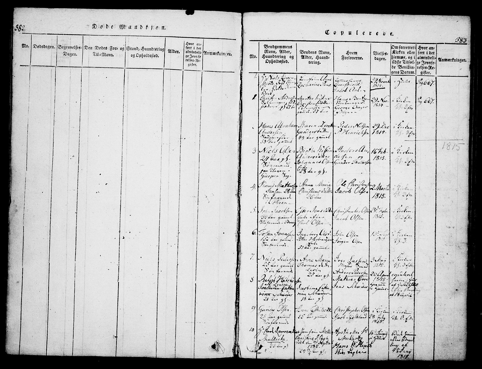 Skien kirkebøker, AV/SAKO-A-302/G/Ga/L0002: Parish register (copy) no. 2, 1814-1842, p. 382-383