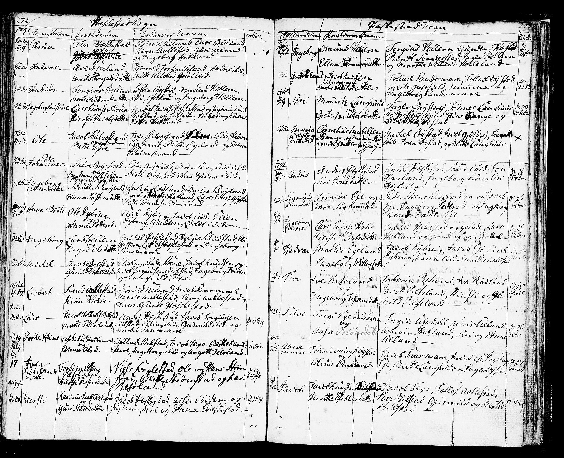 Helleland sokneprestkontor, SAST/A-101810: Parish register (official) no. A 3 /3, 1791-1817, p. 272-273