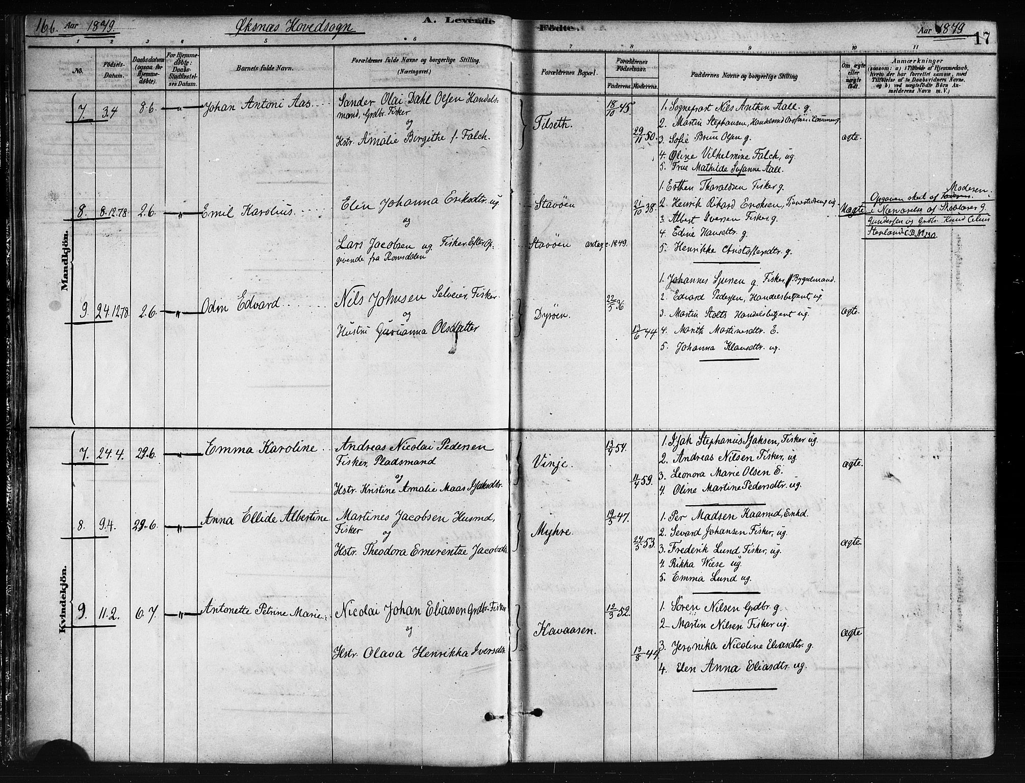 Ministerialprotokoller, klokkerbøker og fødselsregistre - Nordland, AV/SAT-A-1459/893/L1335: Parish register (official) no. 893A08 /1, 1878-1884, p. 17